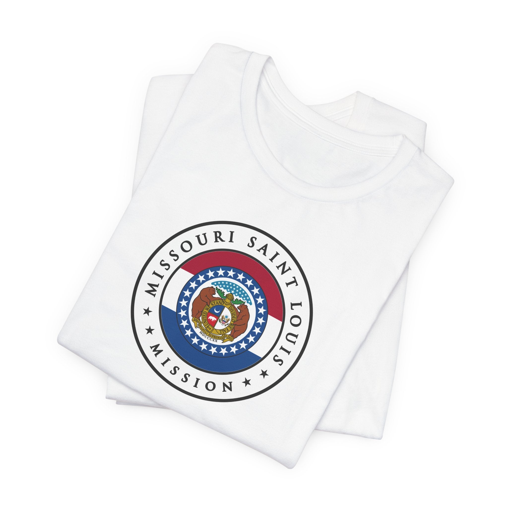 Missouri Saint Louis Mission State Flag Logo (White Border) T-shirt - Mission Wishlist - LDS Missionary Gift Store