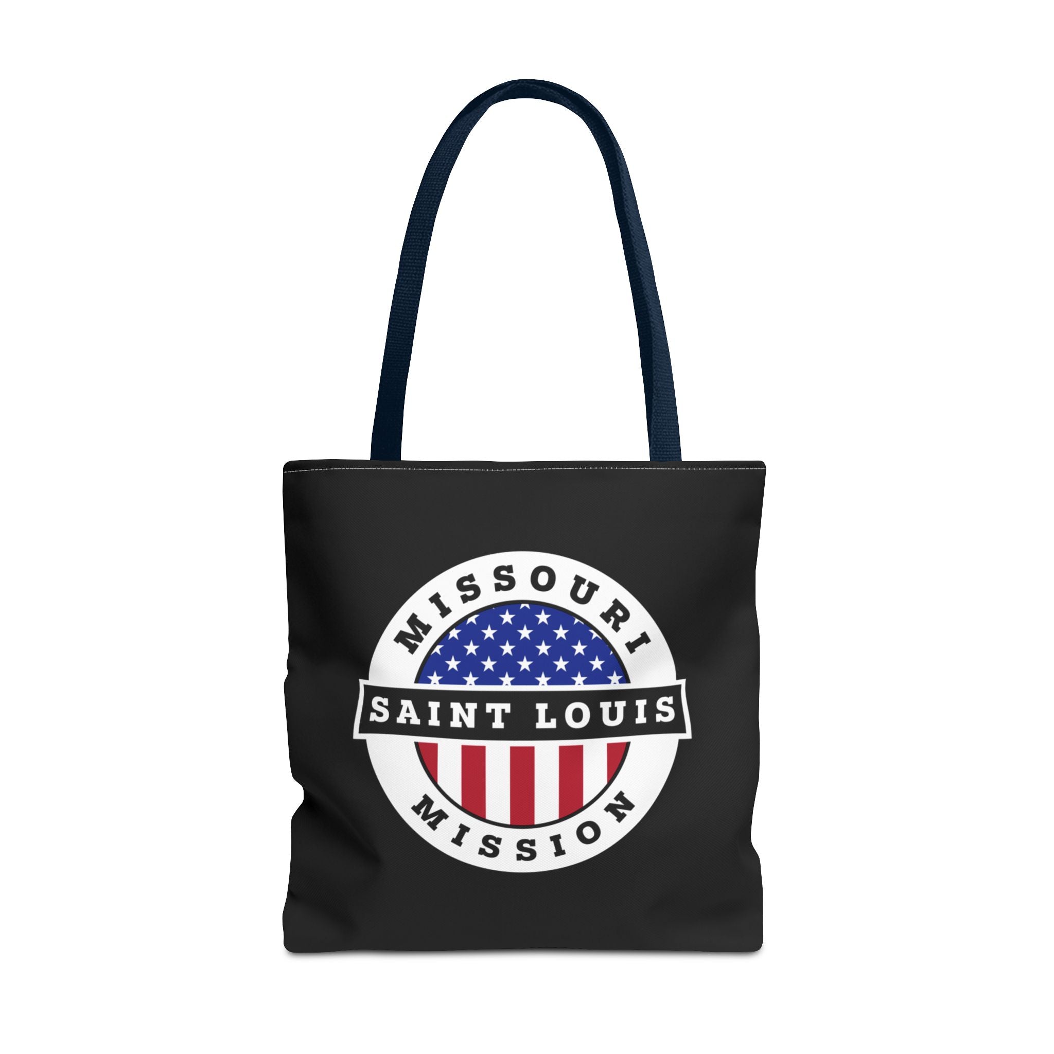 Missouri Saint Louis Mission USA Flag Logo Tote Bag Black - Mission Wishlist - LDS Missionary Gift Store