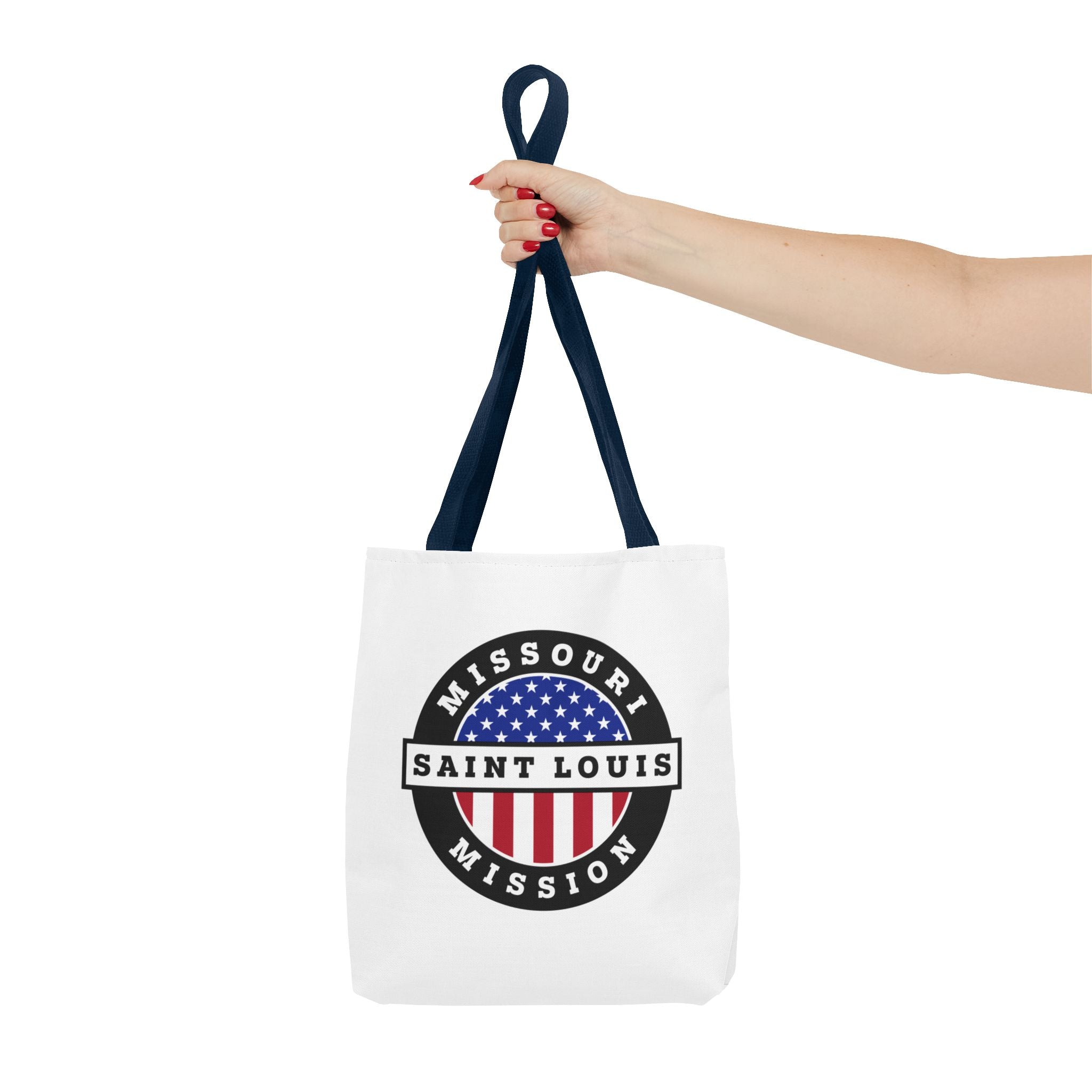 Missouri Saint Louis Mission USA Flag Logo Tote Bag White - Mission Wishlist - LDS Missionary Gift Store
