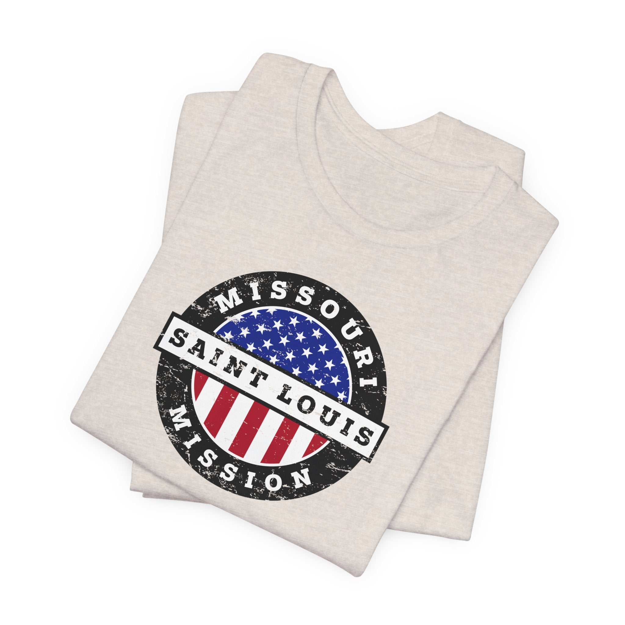 Missouri Saint Louis Mission Vintage Circular USA Flag T-Shirt - Mission Wishlist - LDS Missionary Gift Store