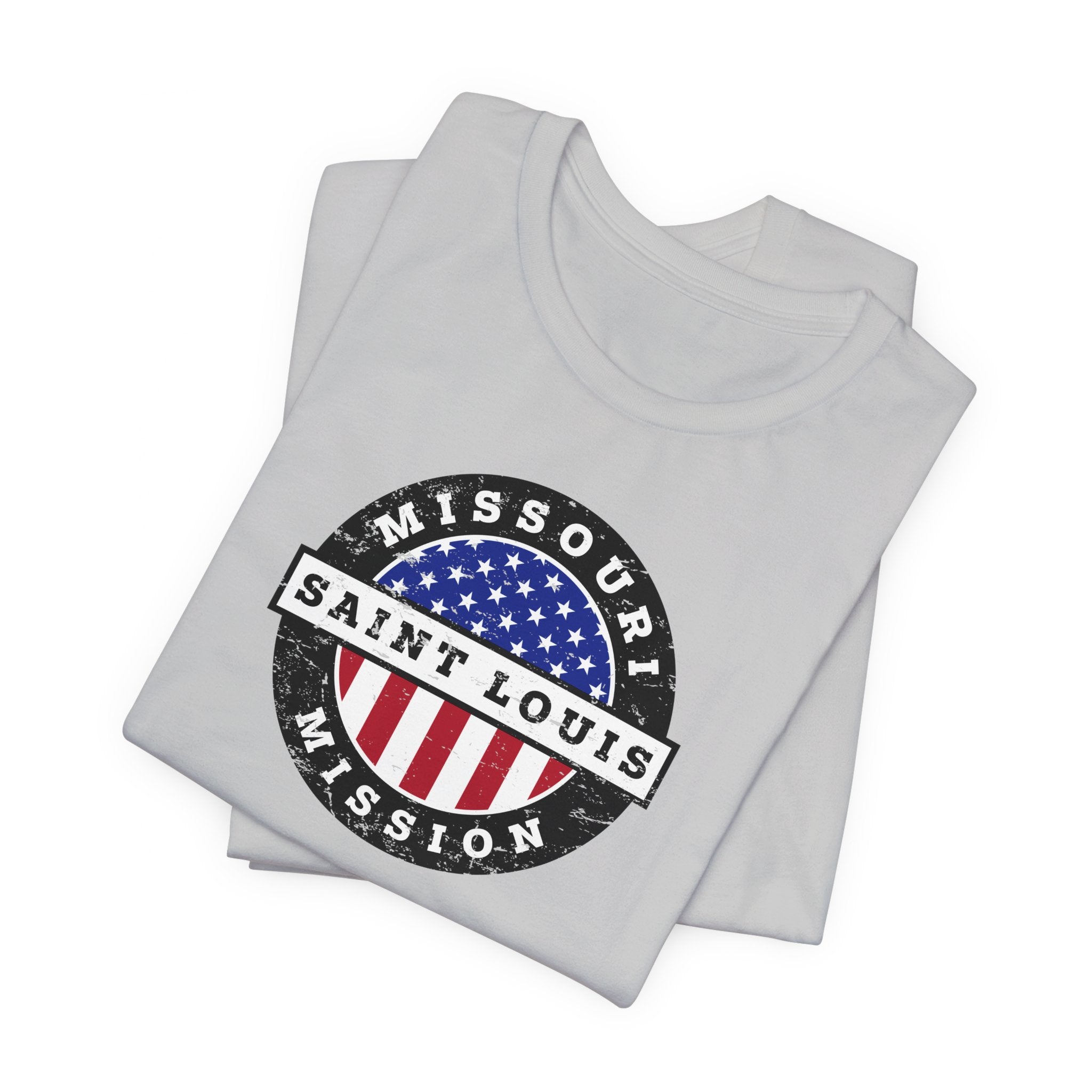 Missouri Saint Louis Mission Vintage Circular USA Flag T-Shirt - Mission Wishlist - LDS Missionary Gift Store