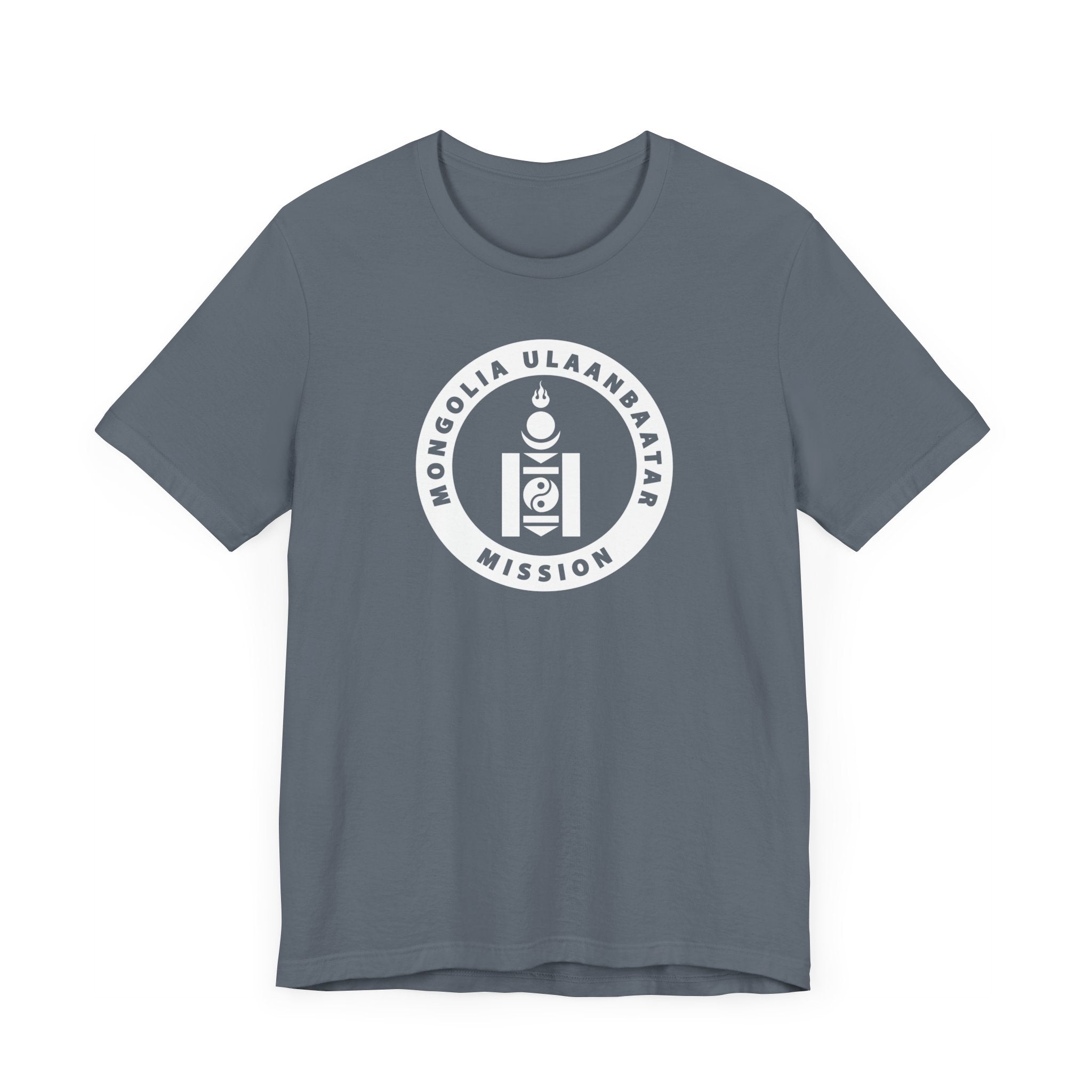 Mongolia Ulaanbaatar Mission Circular Monochrome Logo T-Shirt - Mission Wishlist - LDS Missionary Gift Store