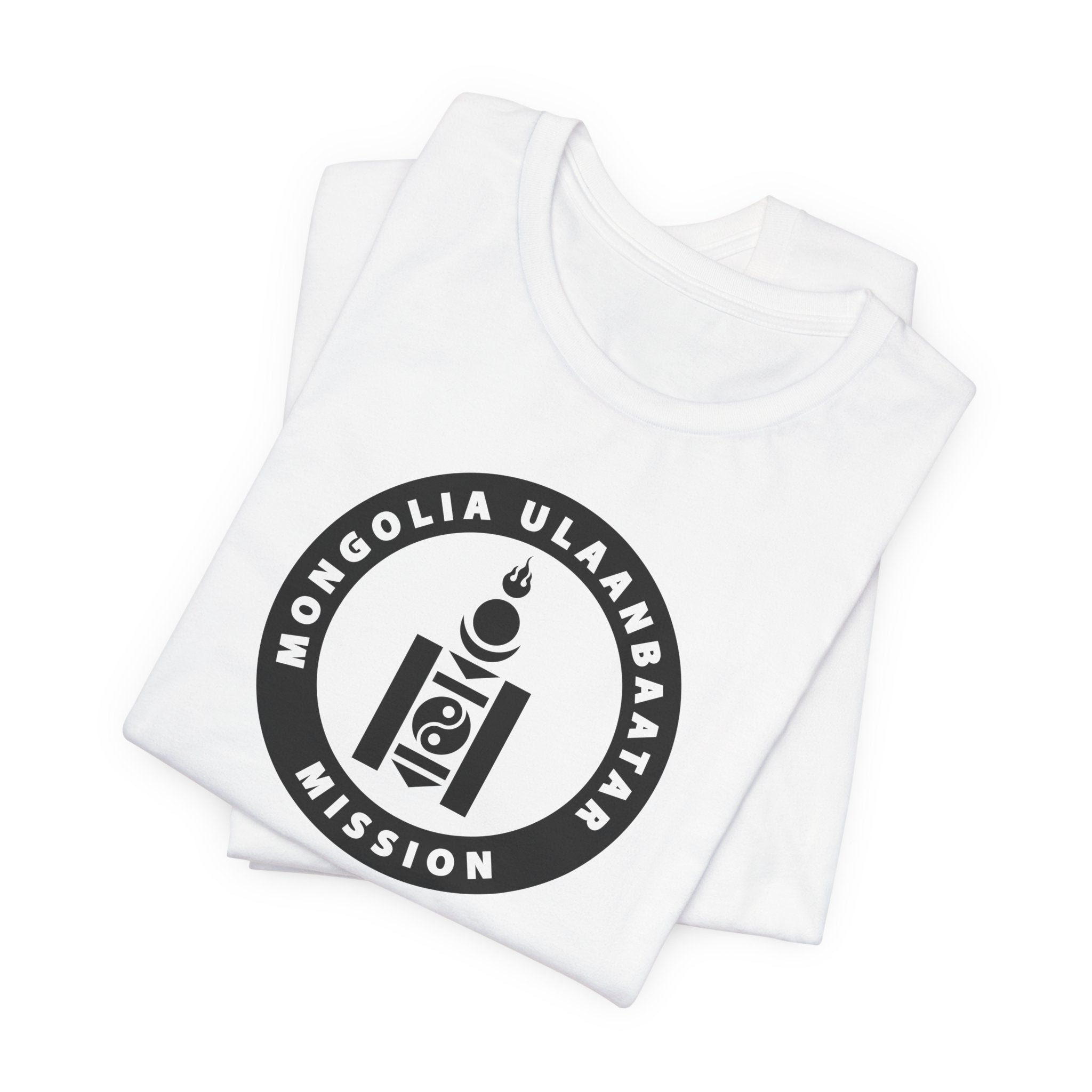 Mongolia Ulaanbaatar Mission Circular Monochrome Logo T-Shirt - Mission Wishlist - LDS Missionary Gift Store