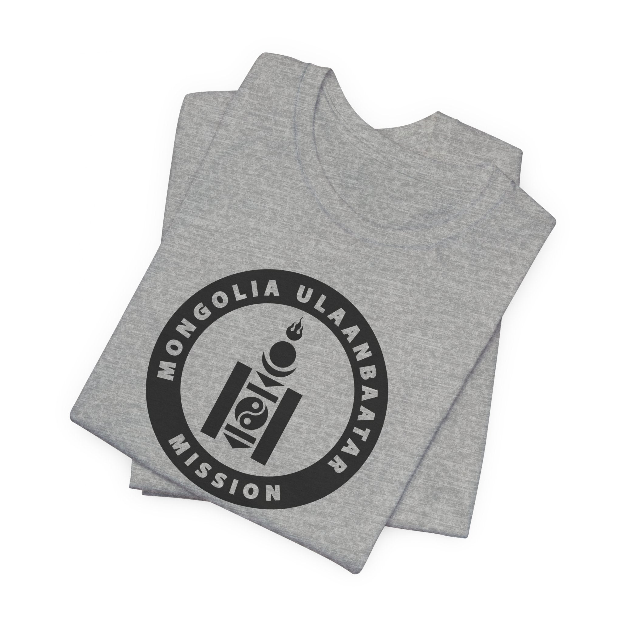 Mongolia Ulaanbaatar Mission Circular Monochrome Logo T-Shirt - Mission Wishlist - LDS Missionary Gift Store