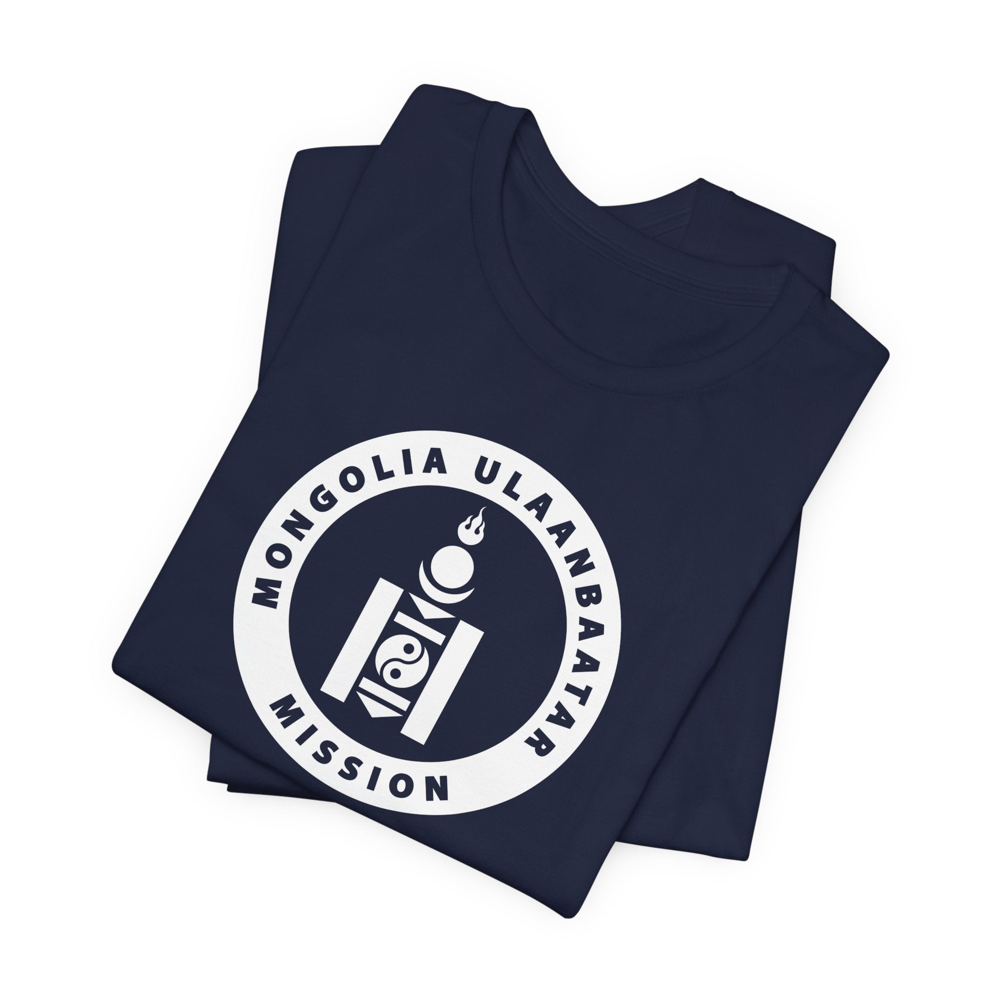 Mongolia Ulaanbaatar Mission Circular Monochrome Logo T-Shirt - Mission Wishlist - LDS Missionary Gift Store