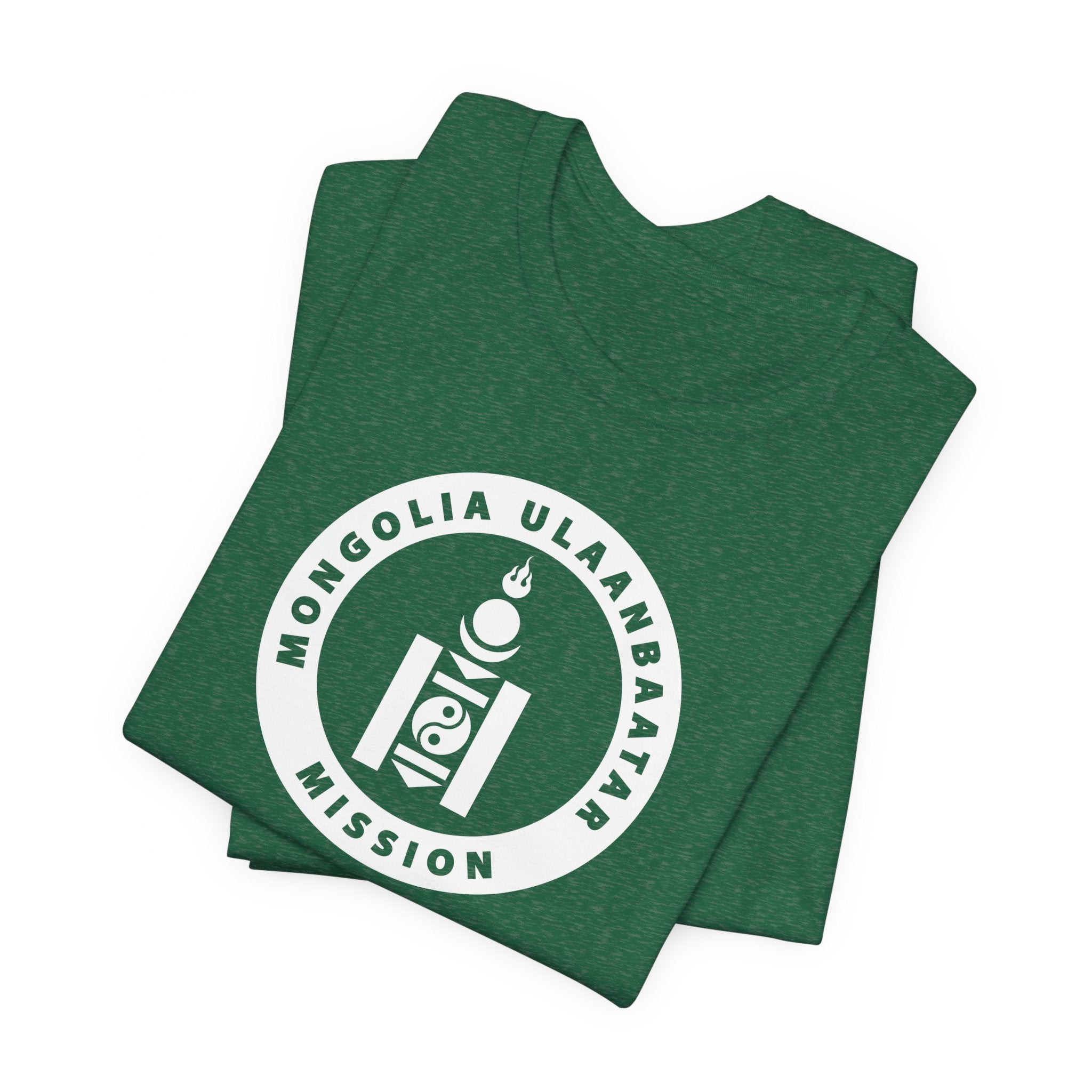 Mongolia Ulaanbaatar Mission Circular Monochrome Logo T-Shirt - Mission Wishlist - LDS Missionary Gift Store
