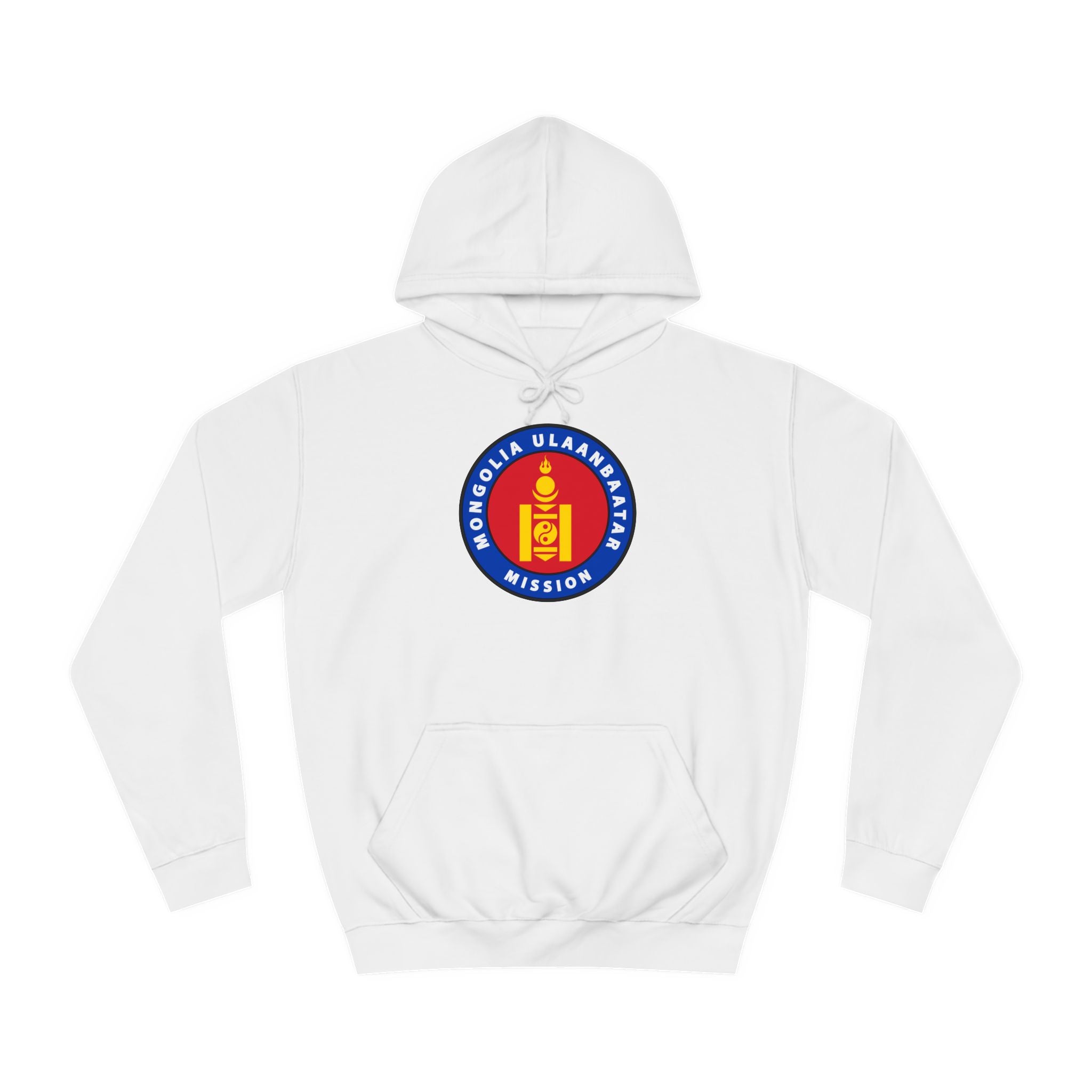 Mongolia Ulaanbaatar Mission Flag Logo (Black Border) College Hoodie - Mission Wishlist - LDS Missionary Gift Store
