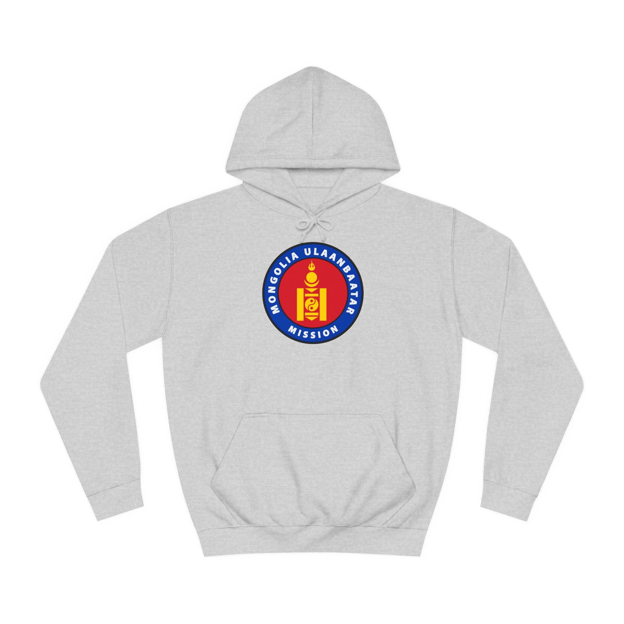 Mongolia Ulaanbaatar Mission Flag Logo (Black Border) College Hoodie - Mission Wishlist - LDS Missionary Gift Store