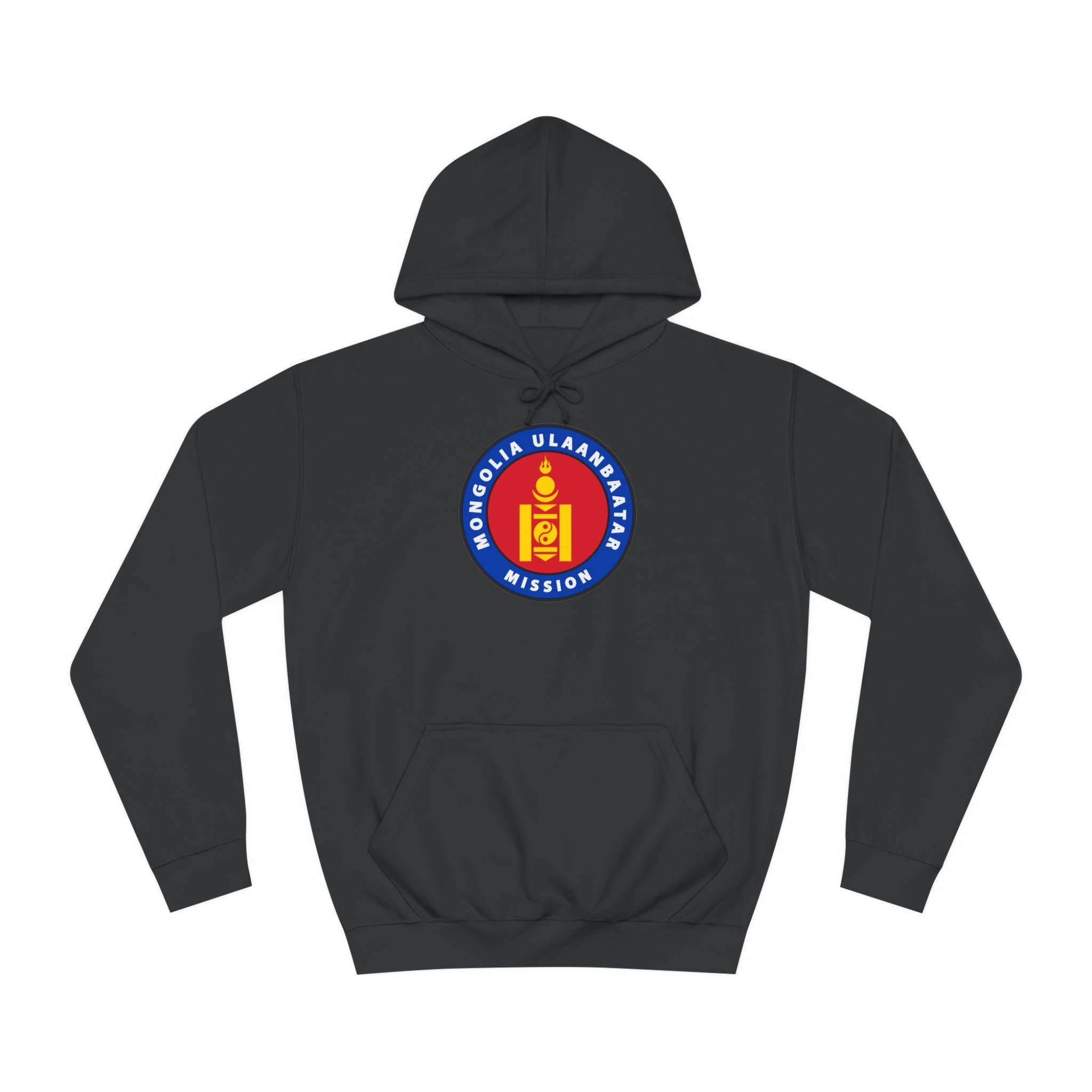 Mongolia Ulaanbaatar Mission Flag Logo (Black Border) College Hoodie - Mission Wishlist - LDS Missionary Gift Store