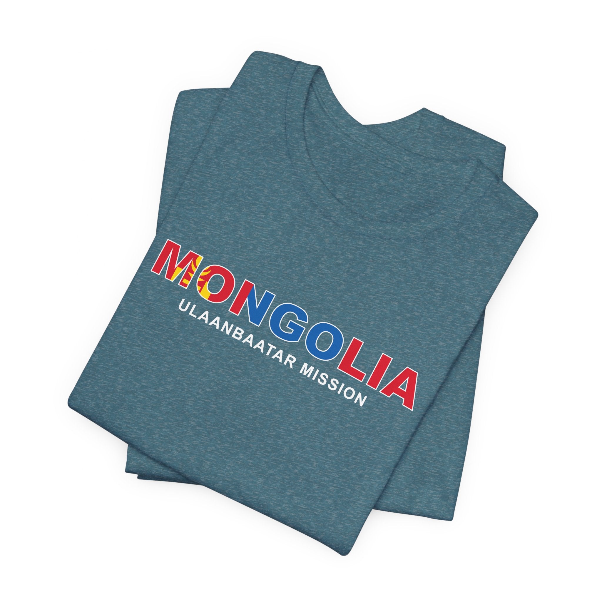Mongolia Ulaanbaatar Mission Flag Title T-shirt - Mission Wishlist - LDS Missionary Gift Store
