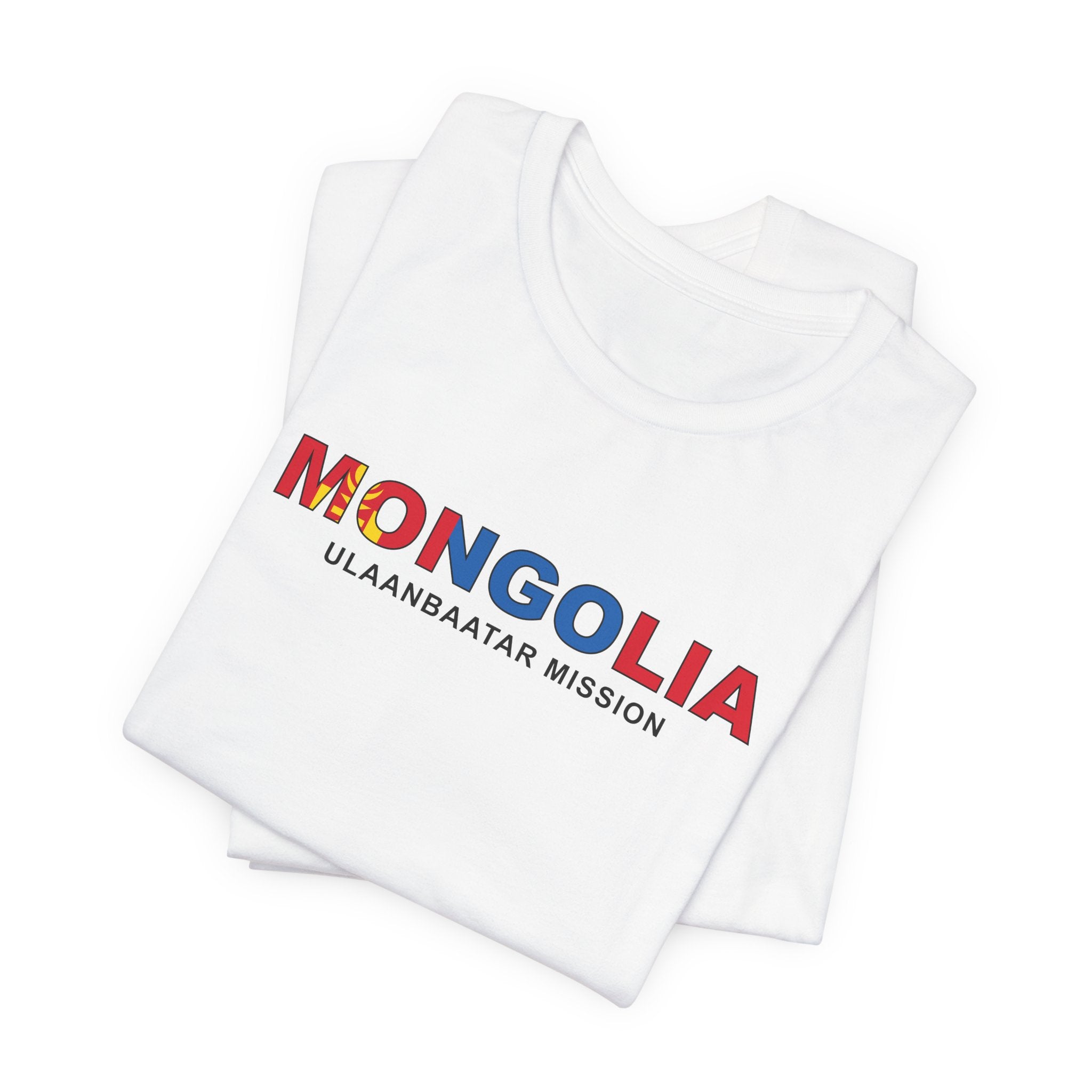 Mongolia Ulaanbaatar Mission Flag Title T-shirt - Mission Wishlist - LDS Missionary Gift Store