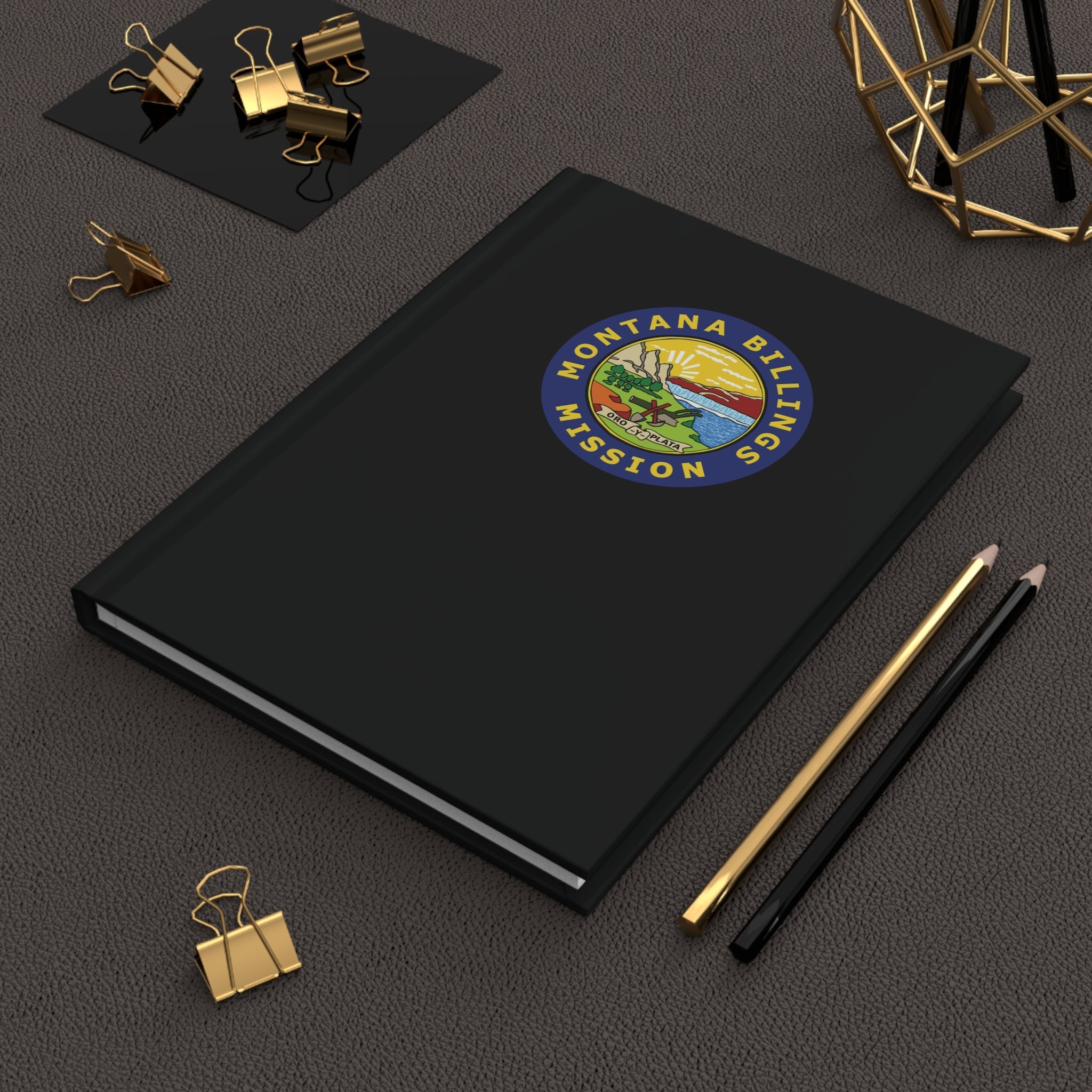 Montana Billings Mission Logo Design Black Hardcover Journal Matte - Mission Wishlist - LDS Missionary Gift Store