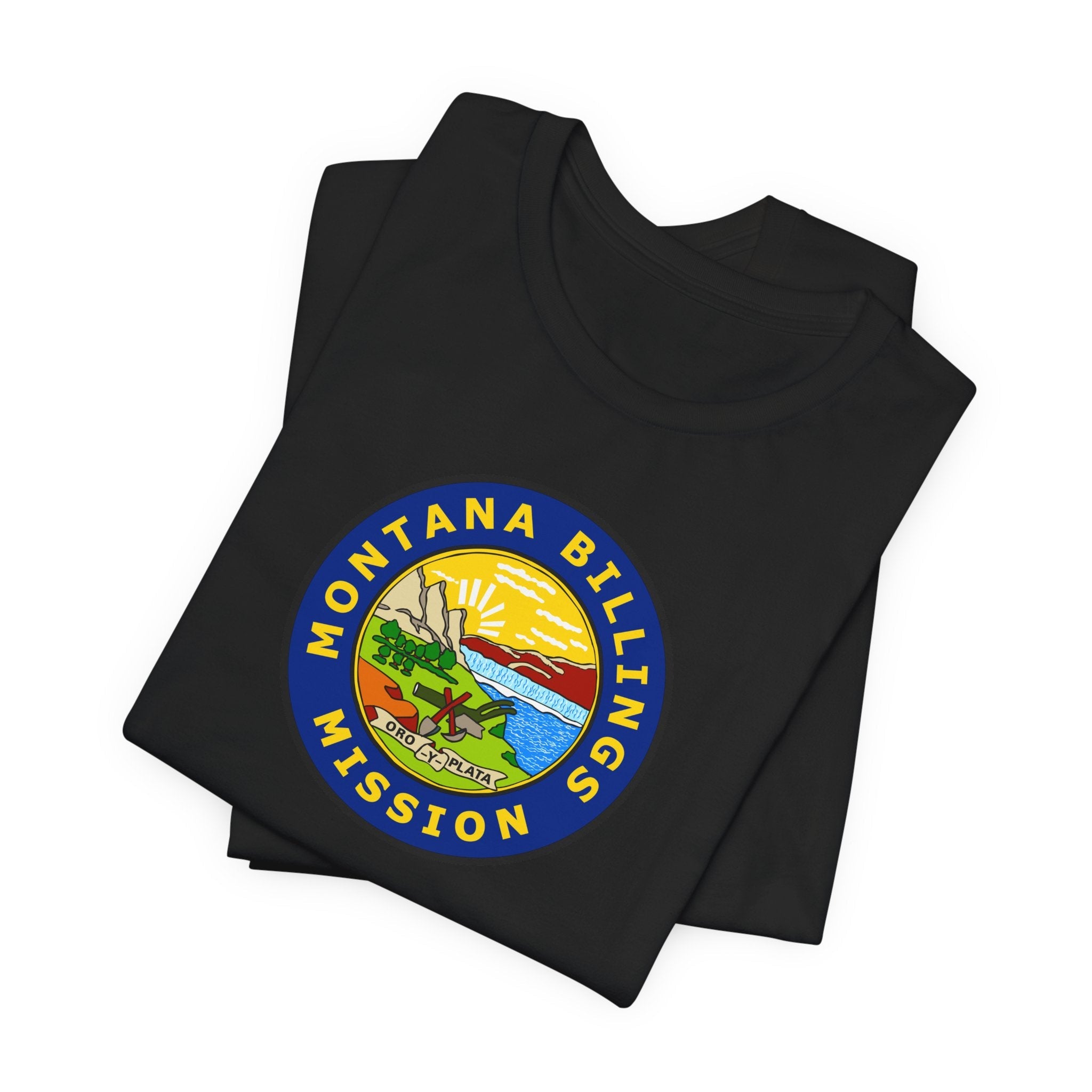 Montana Billings Mission State Flag Logo (Black Border) T-shirt - Mission Wishlist - LDS Missionary Gift Store