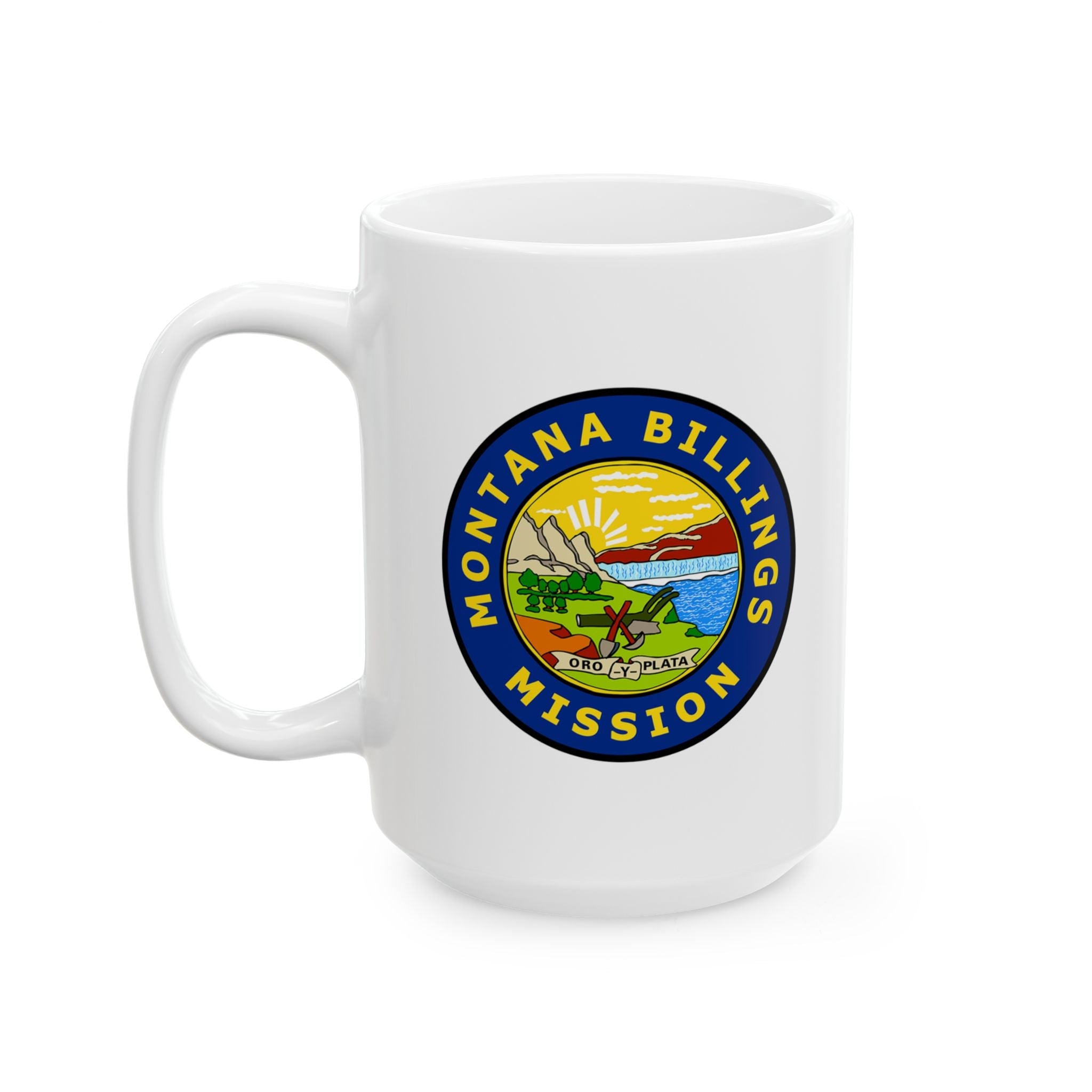 Montana Billings Mission State Flag Logo Ceramic Mug White - Latter-Day Saint LDS Missionary Gift - Book of Mormon