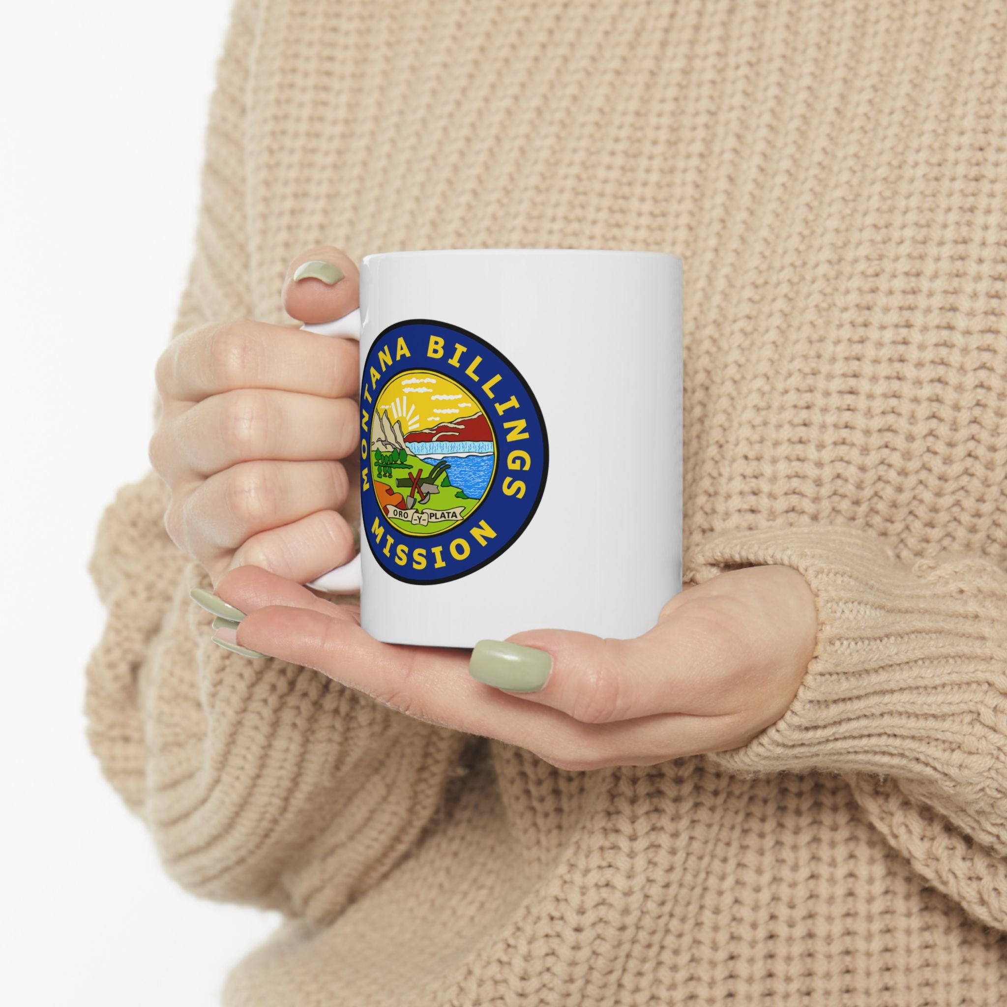 Montana Billings Mission State Flag Logo Ceramic Mug White - Latter-Day Saint LDS Missionary Gift - Book of Mormon
