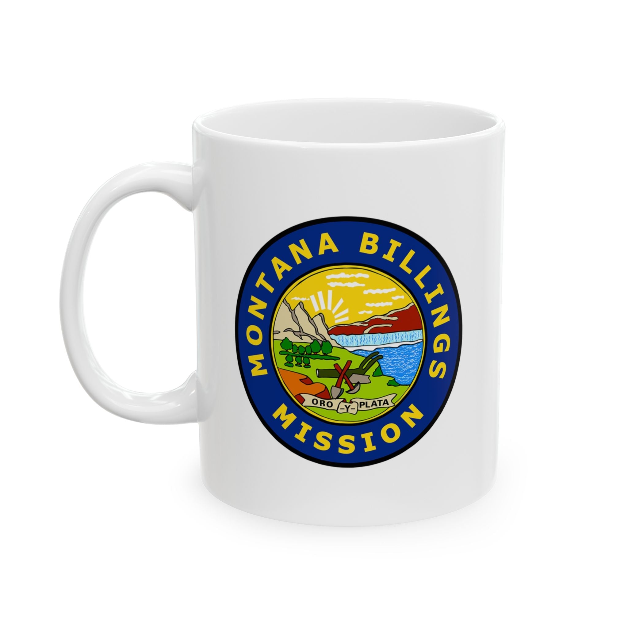Montana Billings Mission State Flag Logo Ceramic Mug White - Latter-Day Saint LDS Missionary Gift - Book of Mormon