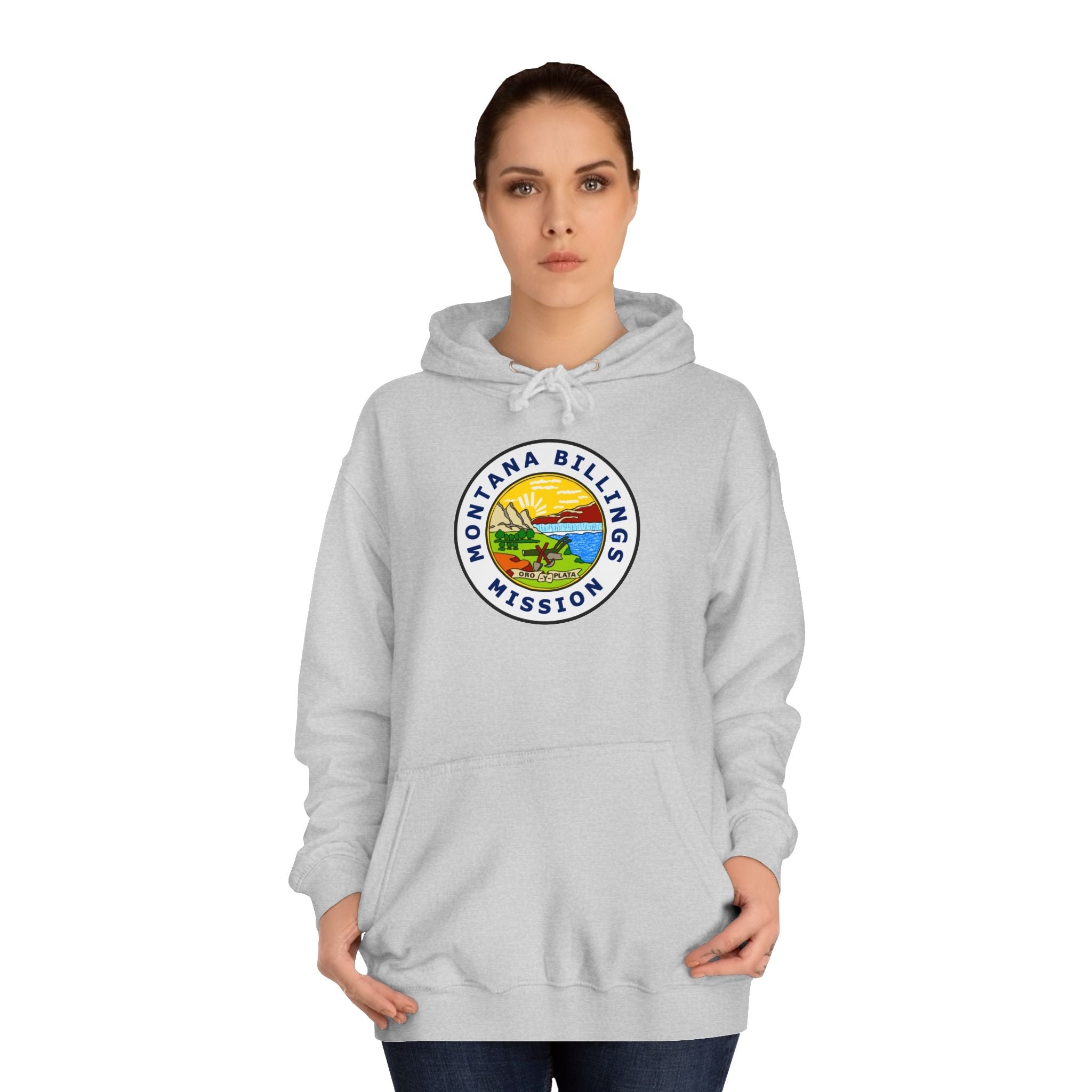 Montana Billings Mission State Flag Logo (White Border) College Hoodie - Mission Wishlist - LDS Missionary Gift Store