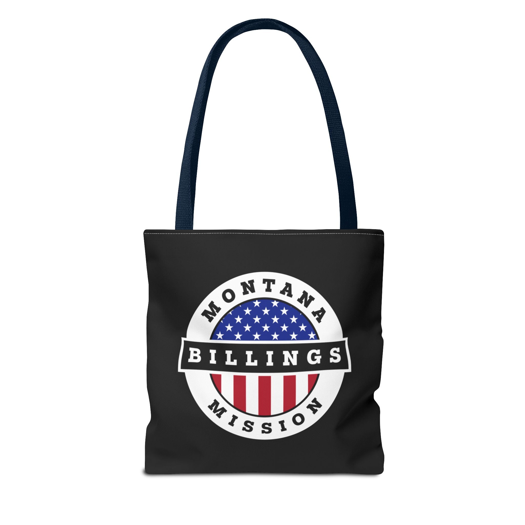 Montana Billings Mission USA Flag Logo Tote Bag Black - Mission Wishlist - LDS Missionary Gift Store