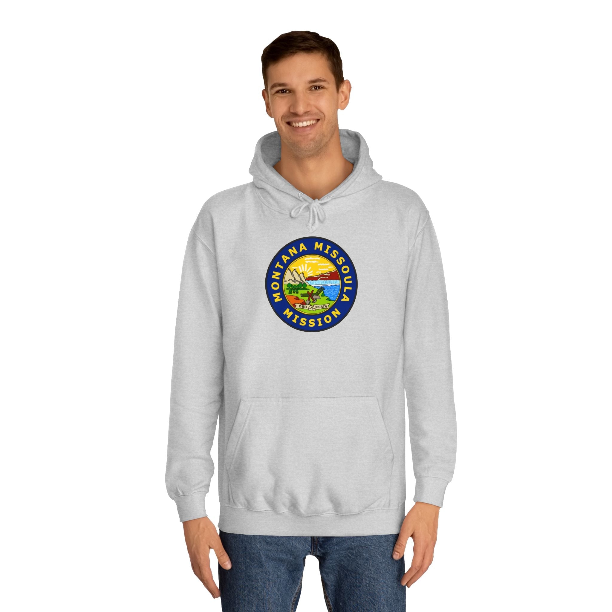 Montana Missoula Mission State Flag Logo (Black Border) College Hoodie - Mission Wishlist - LDS Missionary Gift Store