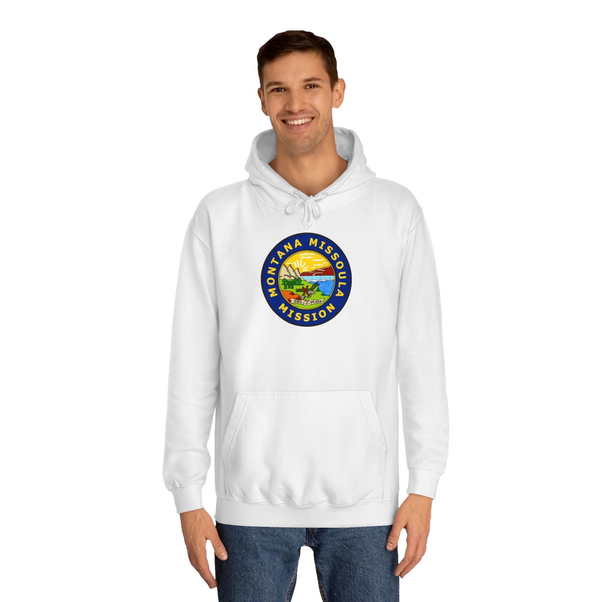 Montana Missoula Mission State Flag Logo (Black Border) College Hoodie - Mission Wishlist - LDS Missionary Gift Store