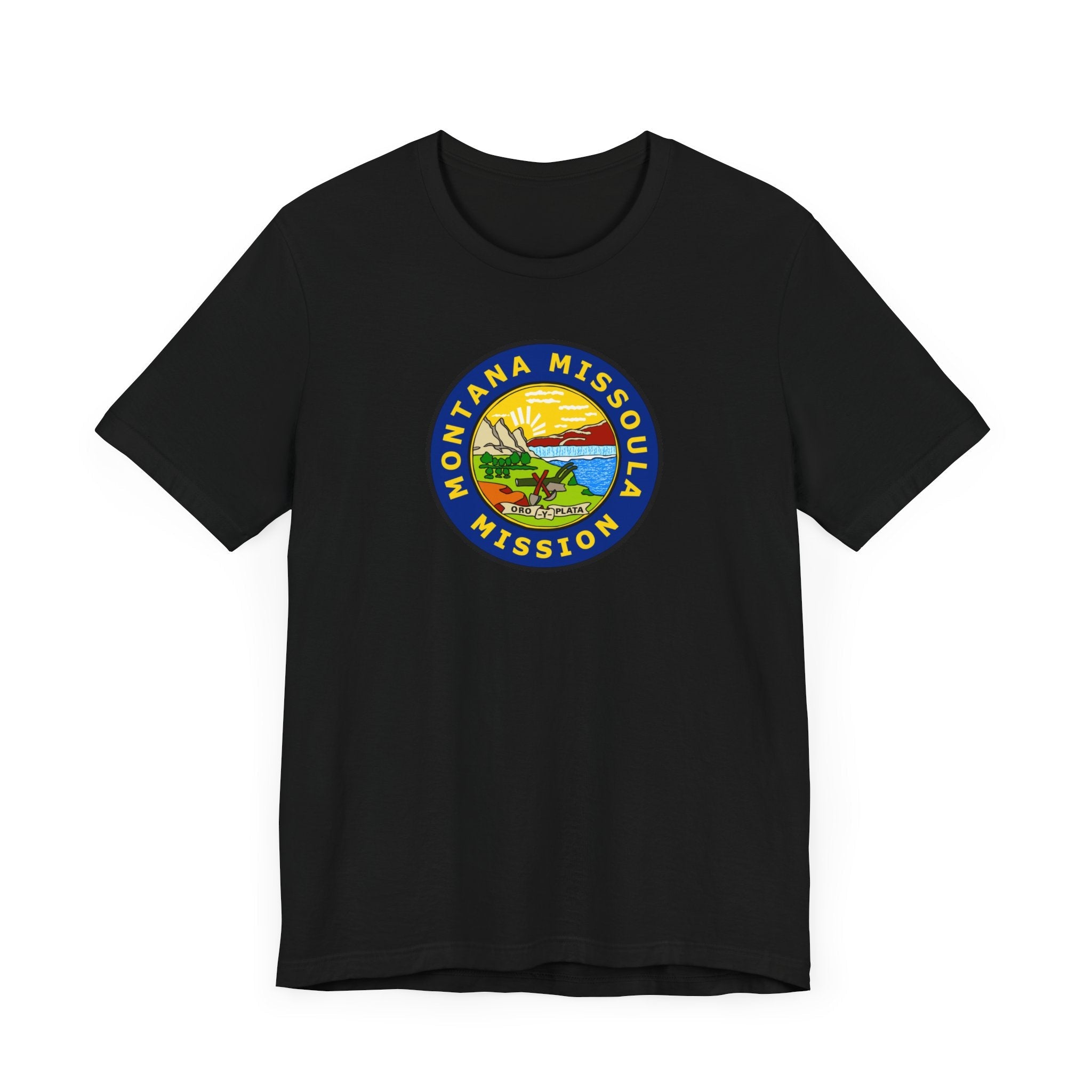 Montana Missoula Mission State Flag Logo (Black Border) T-shirt - Mission Wishlist - LDS Missionary Gift Store