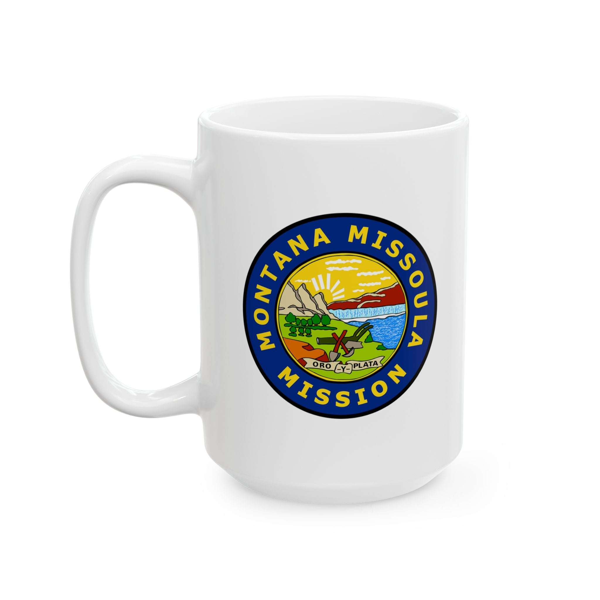 Montana Missoula Mission State Flag Logo Ceramic Mug White - Mission Wishlist - LDS Missionary Gift Store