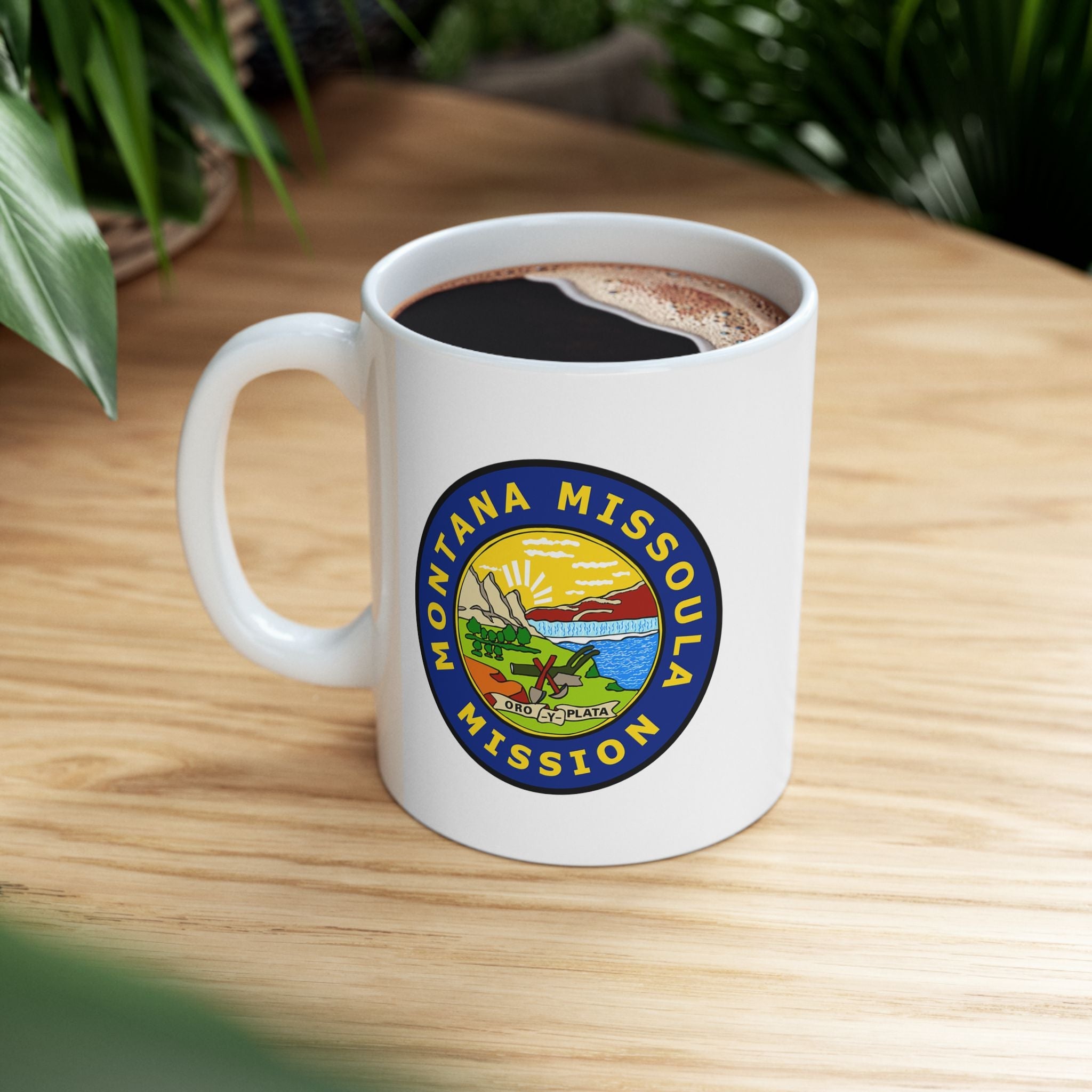 Montana Missoula Mission State Flag Logo Ceramic Mug White - Mission Wishlist - LDS Missionary Gift Store