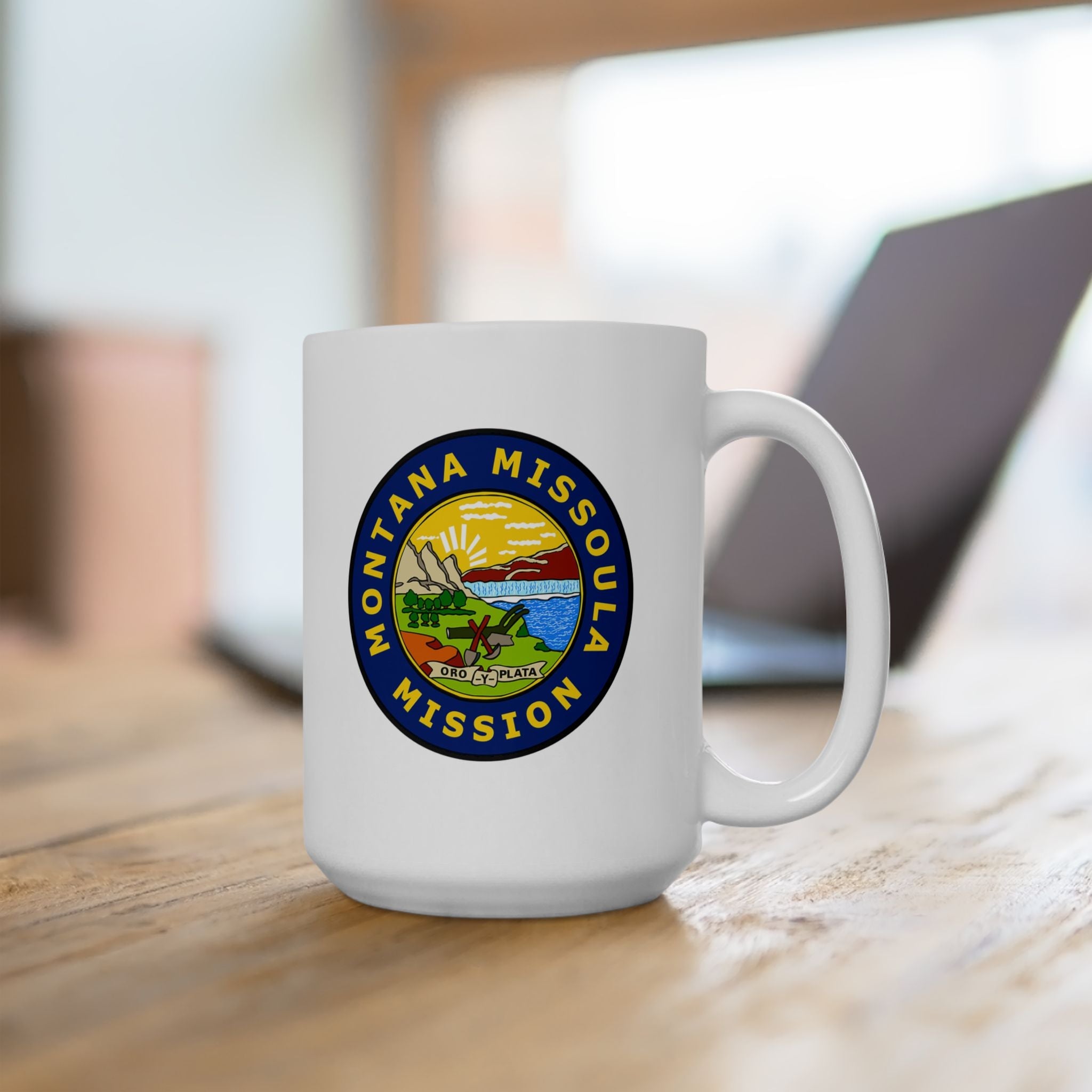 Montana Missoula Mission State Flag Logo Ceramic Mug White - Mission Wishlist - LDS Missionary Gift Store