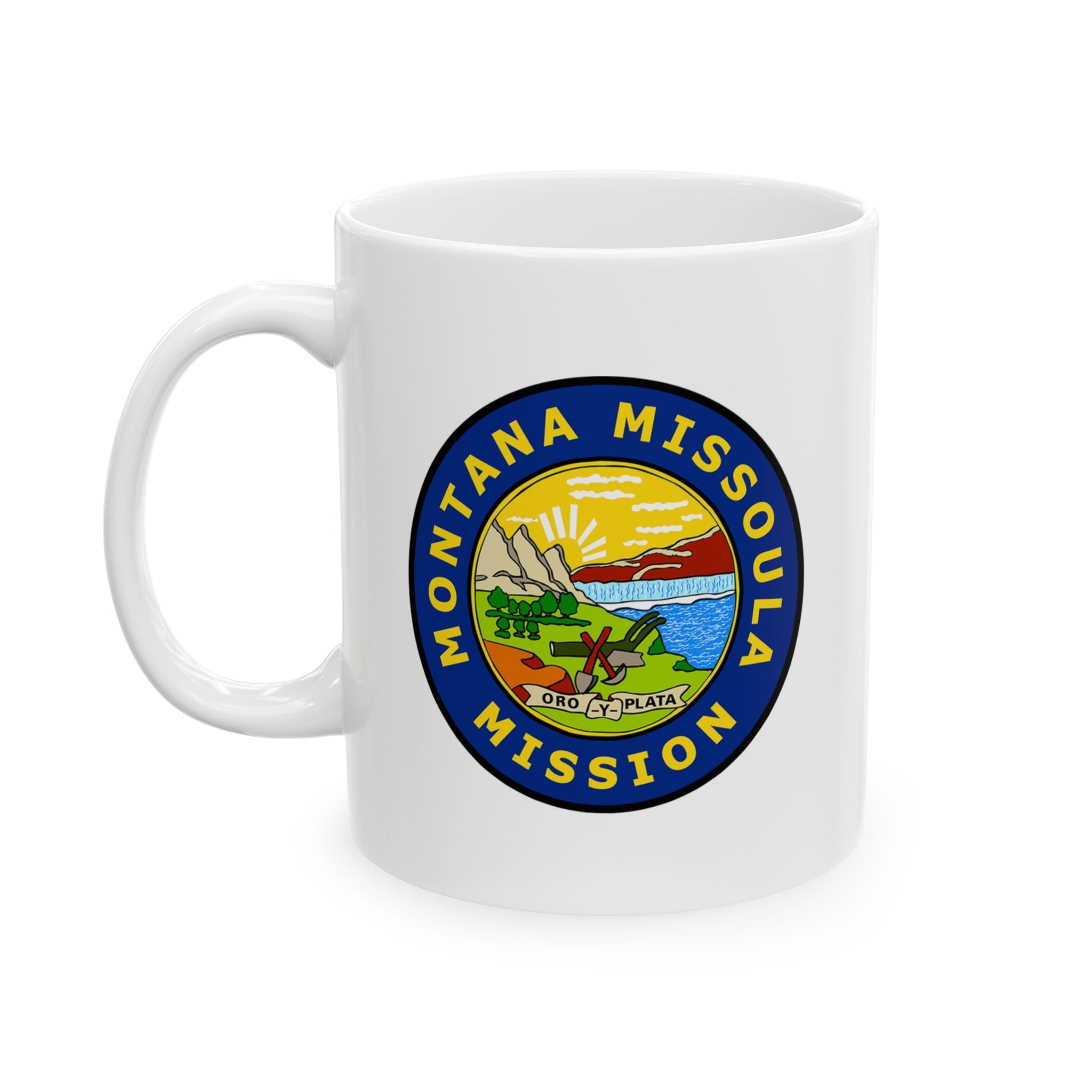 Montana Missoula Mission State Flag Logo Ceramic Mug White - Mission Wishlist - LDS Missionary Gift Store