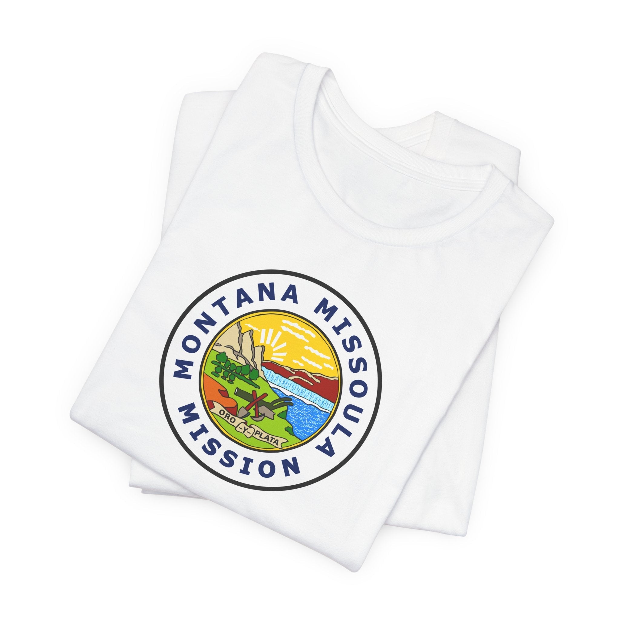 Montana Missoula Mission State Flag Logo (White Border) T-shirt - Mission Wishlist - LDS Missionary Gift Store