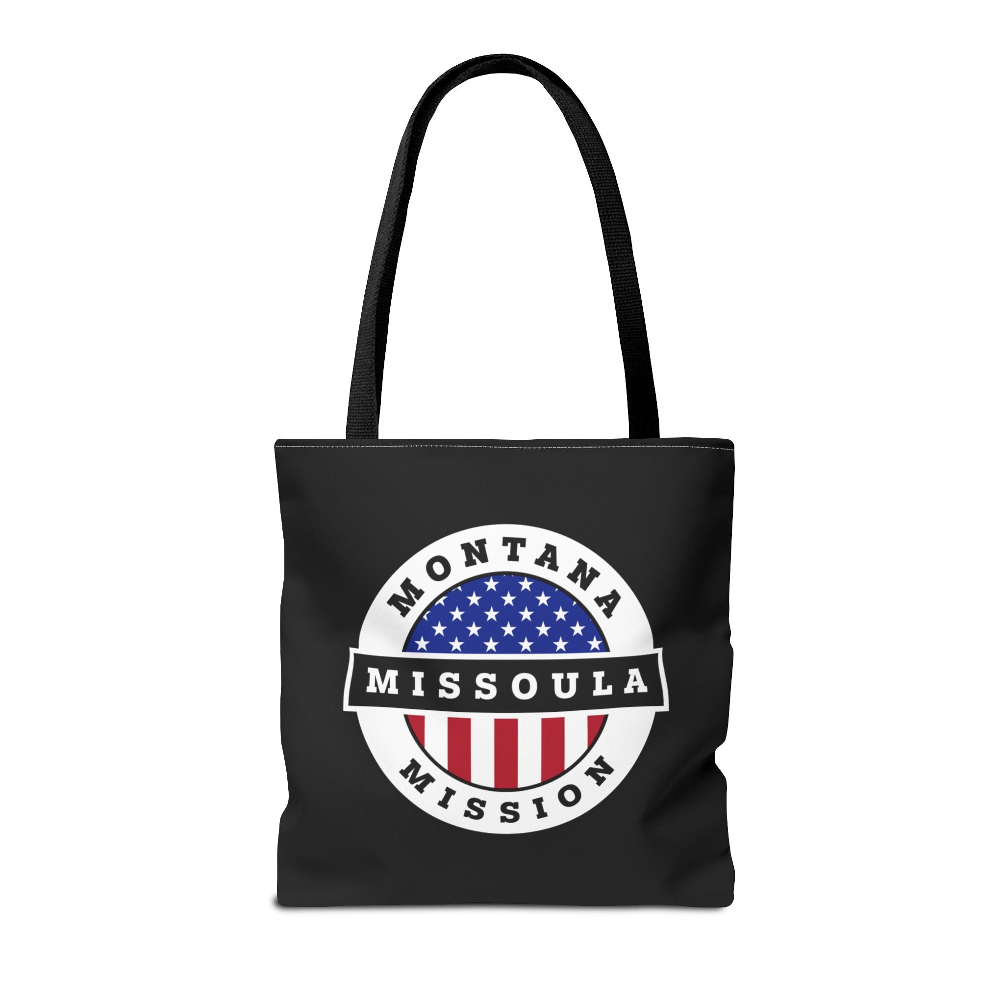 Montana Missoula Mission USA Flag Logo Tote Bag Black - Mission Wishlist - LDS Missionary Gift Store