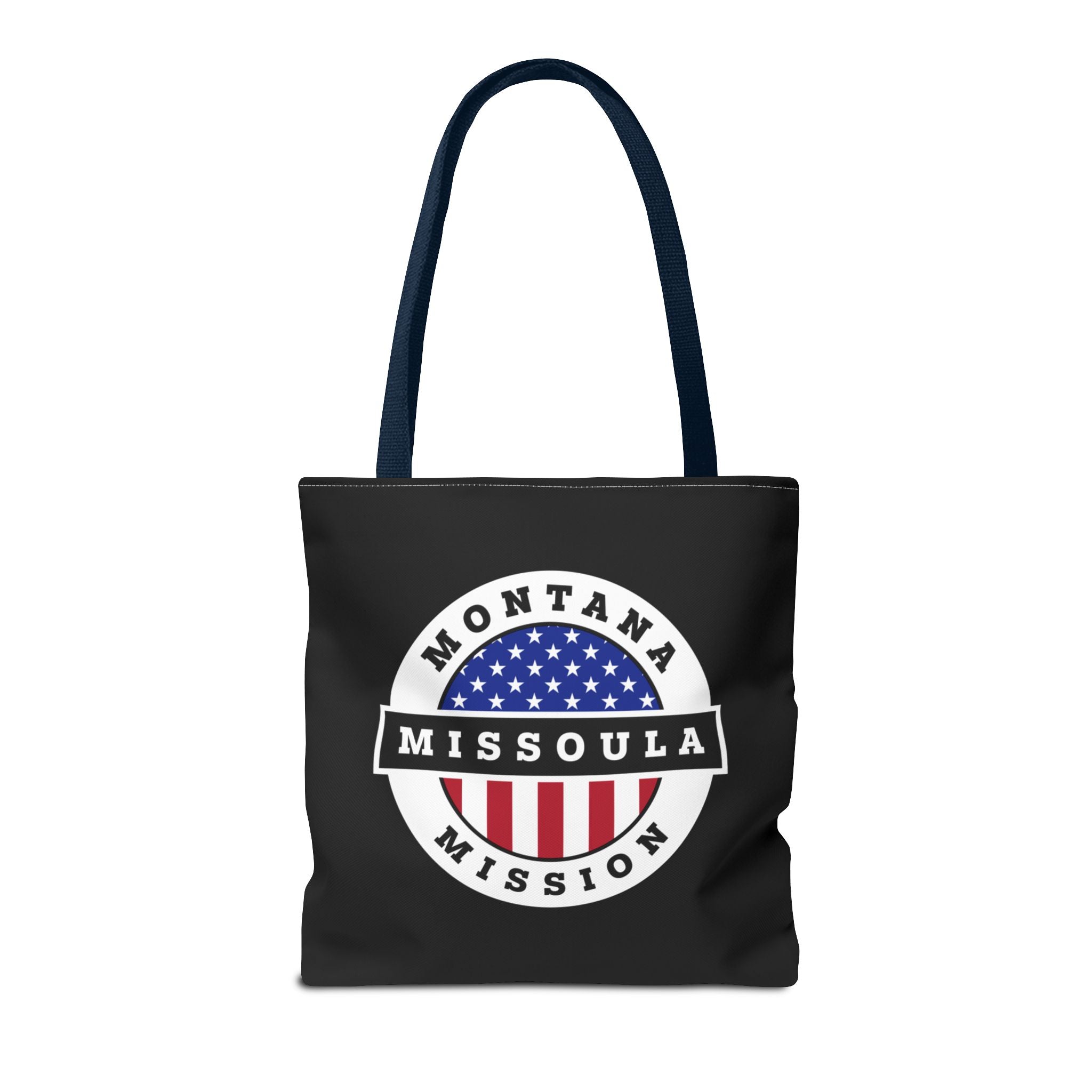 Montana Missoula Mission USA Flag Logo Tote Bag Black - Mission Wishlist - LDS Missionary Gift Store