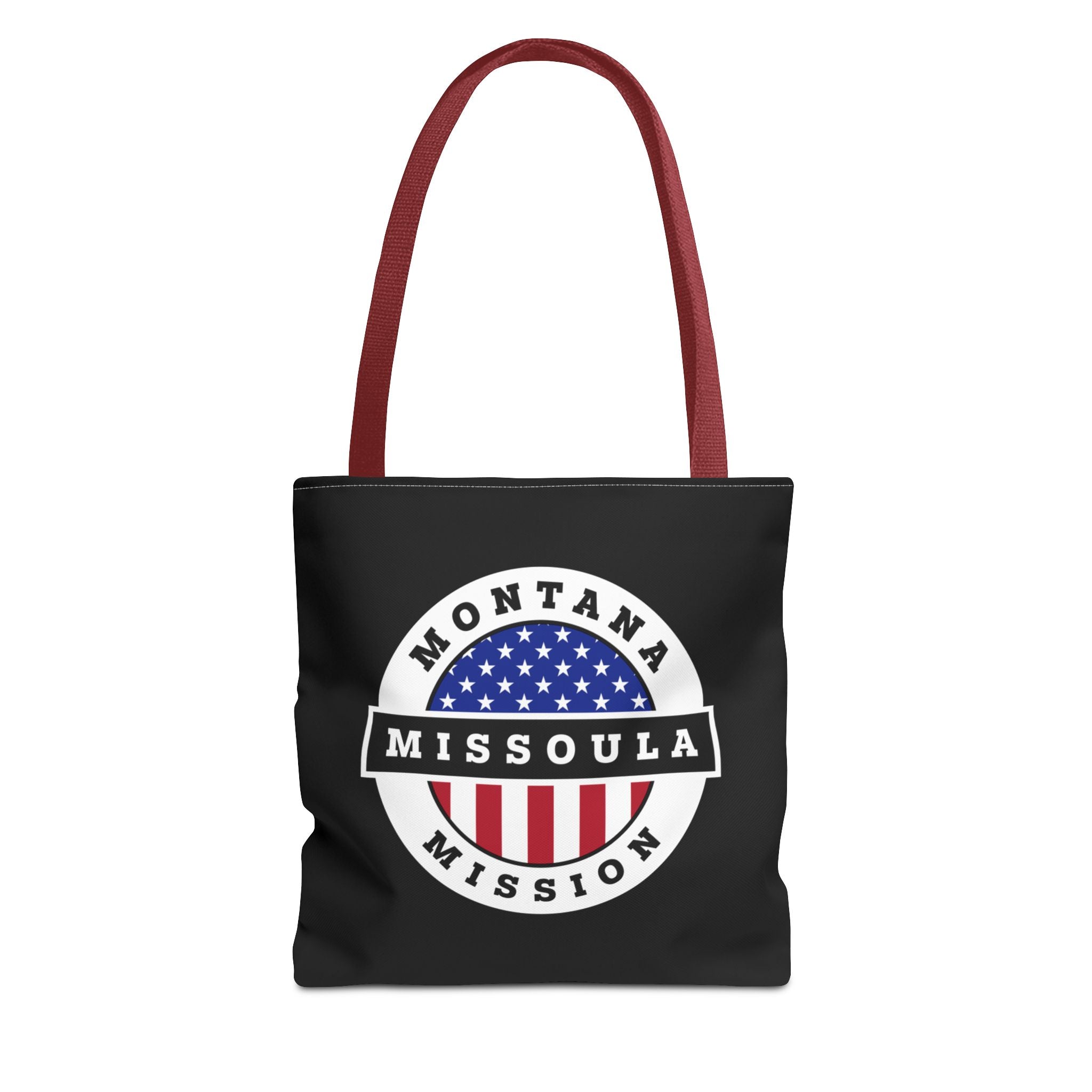 Montana Missoula Mission USA Flag Logo Tote Bag Black - Mission Wishlist - LDS Missionary Gift Store