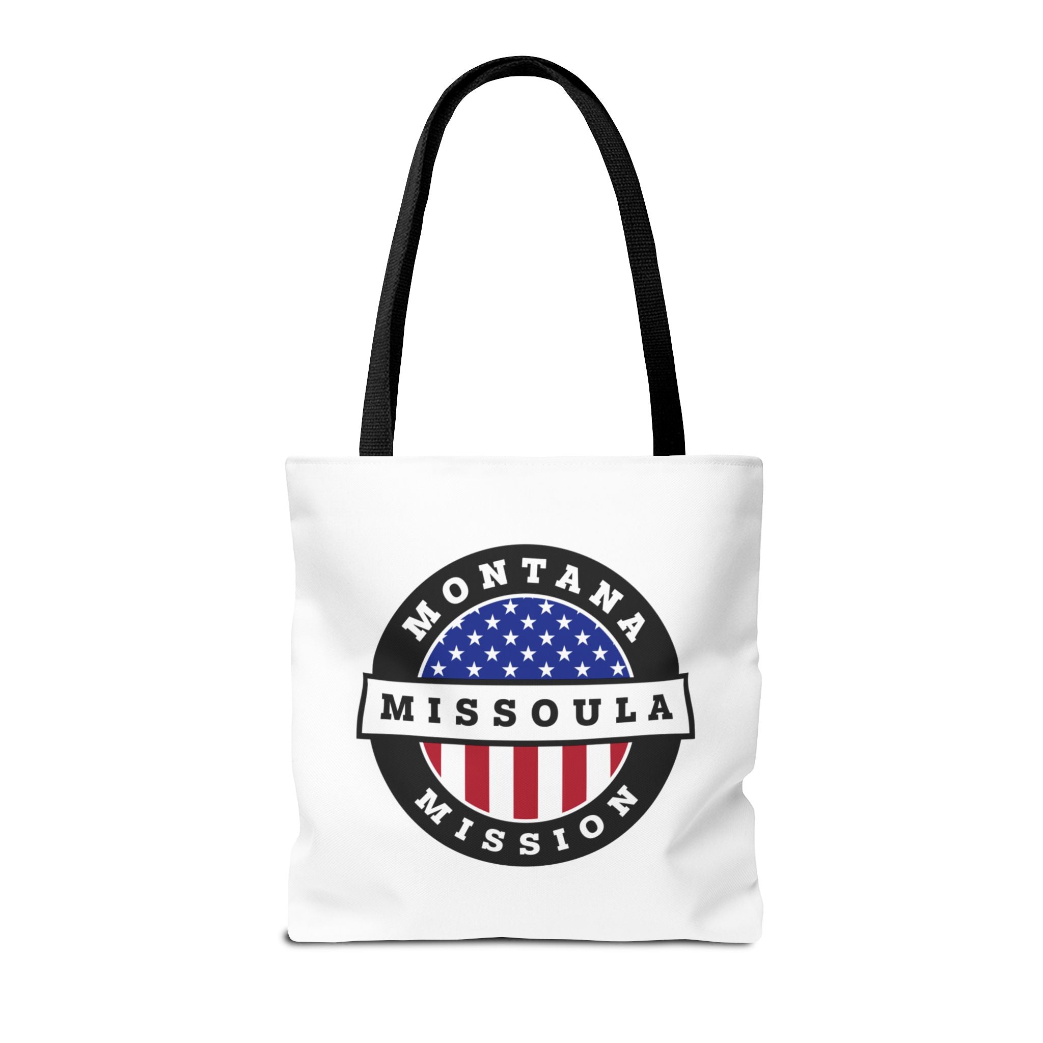 Montana Missoula Mission USA Flag Logo Tote Bag White - Mission Wishlist - LDS Missionary Gift Store