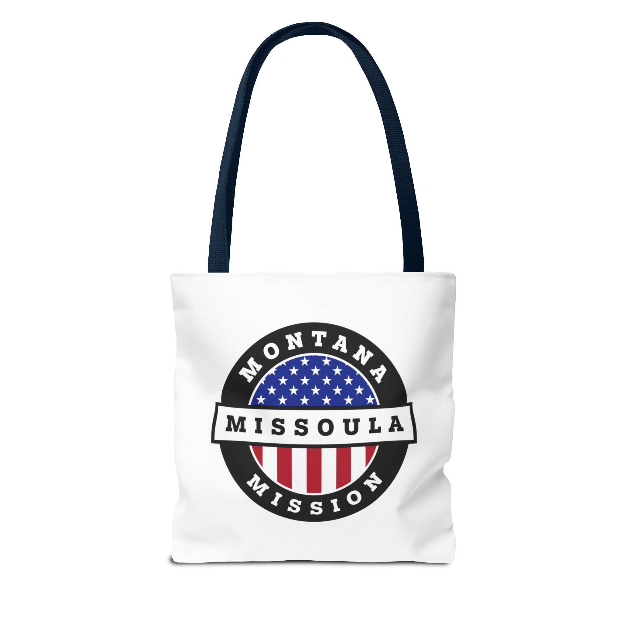 Montana Missoula Mission USA Flag Logo Tote Bag White - Mission Wishlist - LDS Missionary Gift Store
