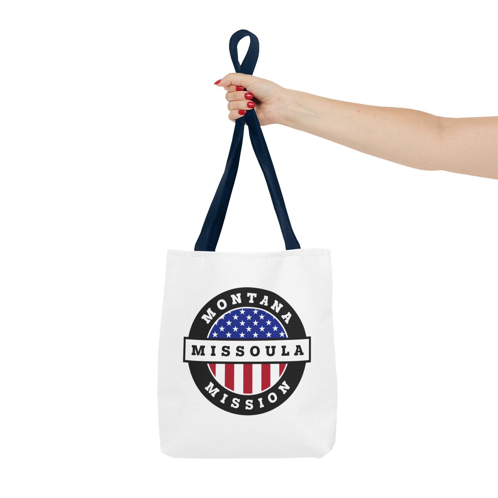 Montana Missoula Mission USA Flag Logo Tote Bag White - Mission Wishlist - LDS Missionary Gift Store