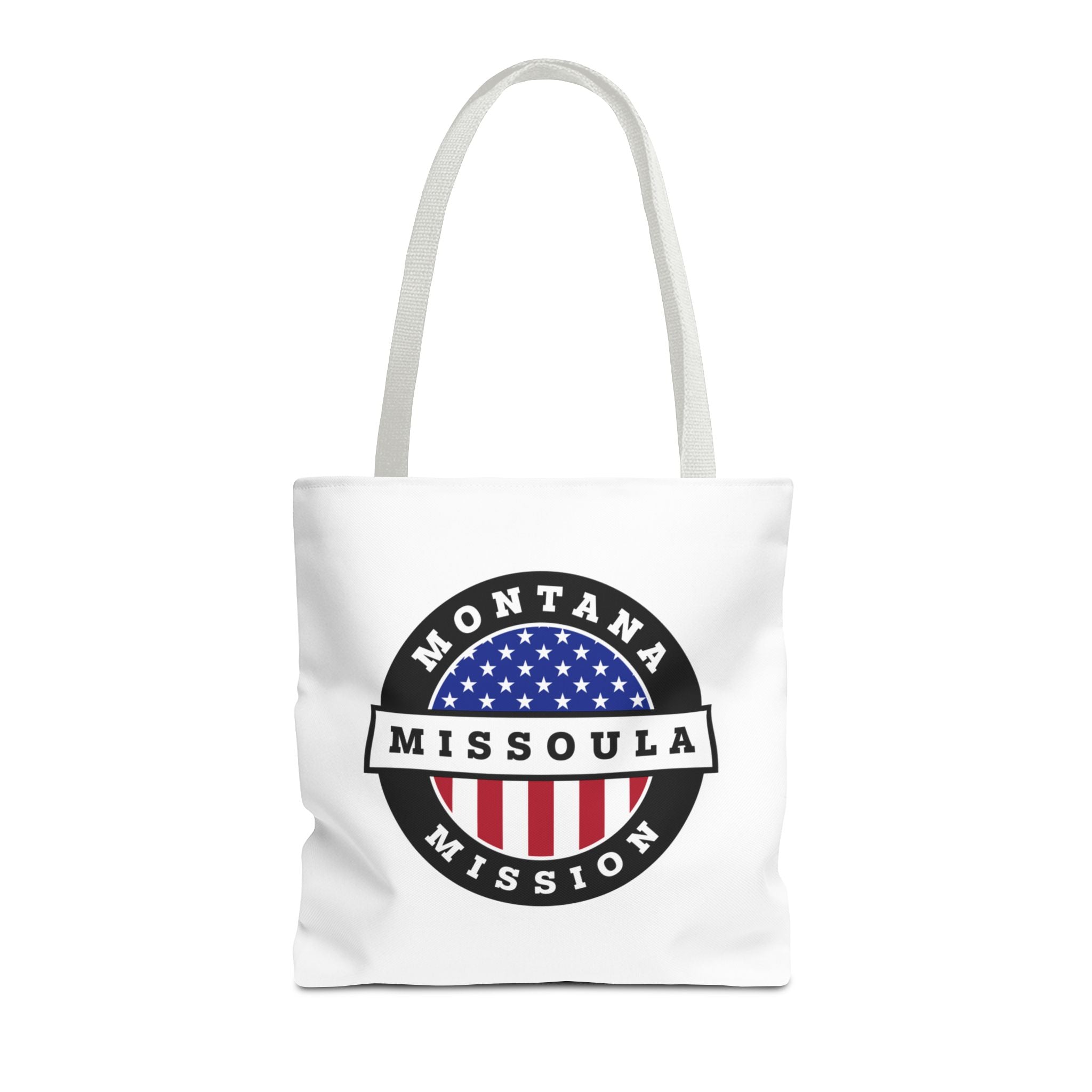 Montana Missoula Mission USA Flag Logo Tote Bag White - Mission Wishlist - LDS Missionary Gift Store