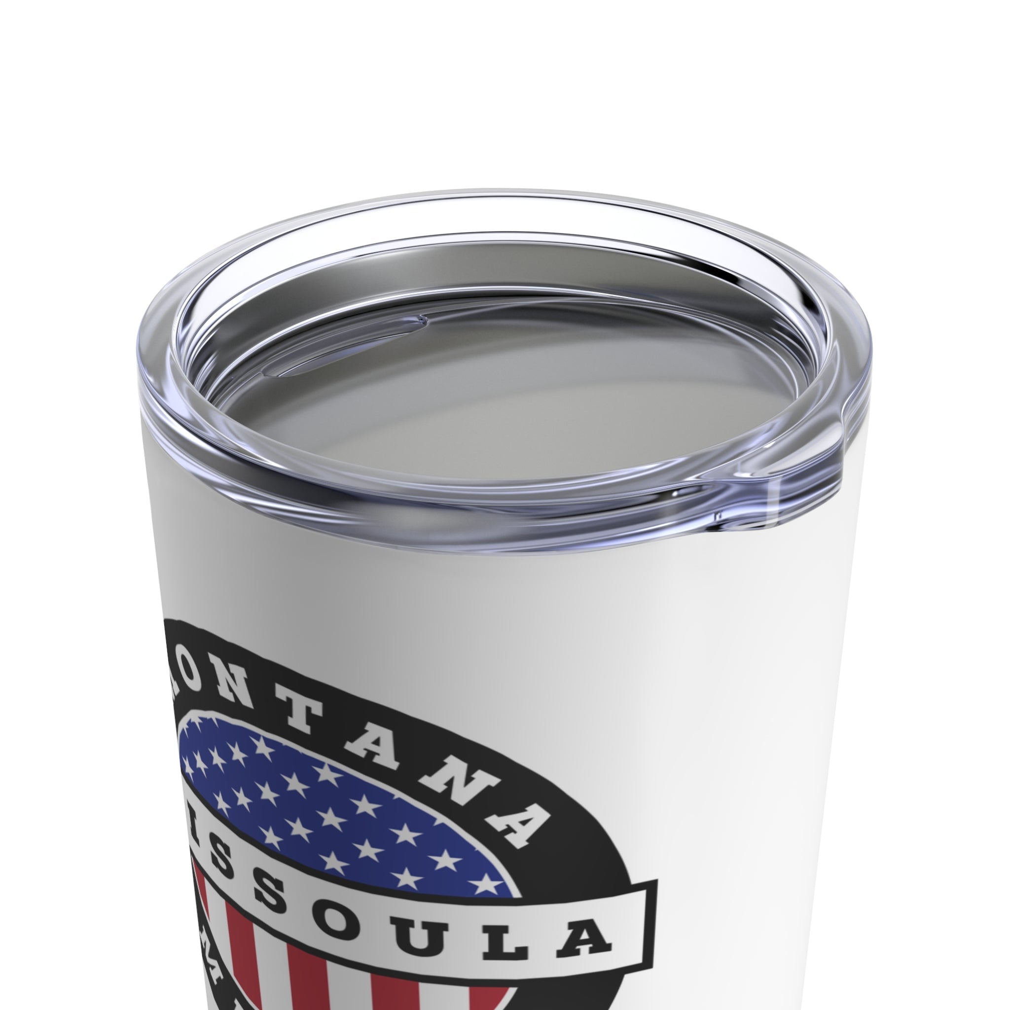 Montana Missoula Mission USA Flag Logo Tumbler 20oz White - Mission Wishlist - LDS Missionary Gift Store