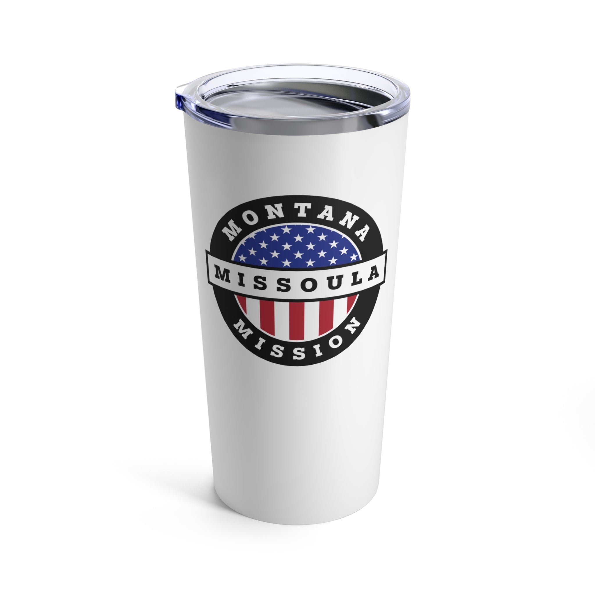 Montana Missoula Mission USA Flag Logo Tumbler 20oz White - Mission Wishlist - LDS Missionary Gift Store