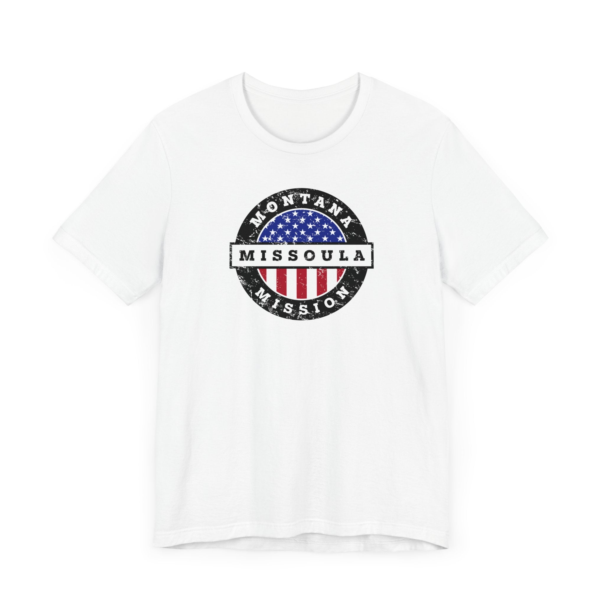 Montana Missoula Mission Vintage Circular USA Flag T-Shirt - Mission Wishlist - LDS Missionary Gift Store