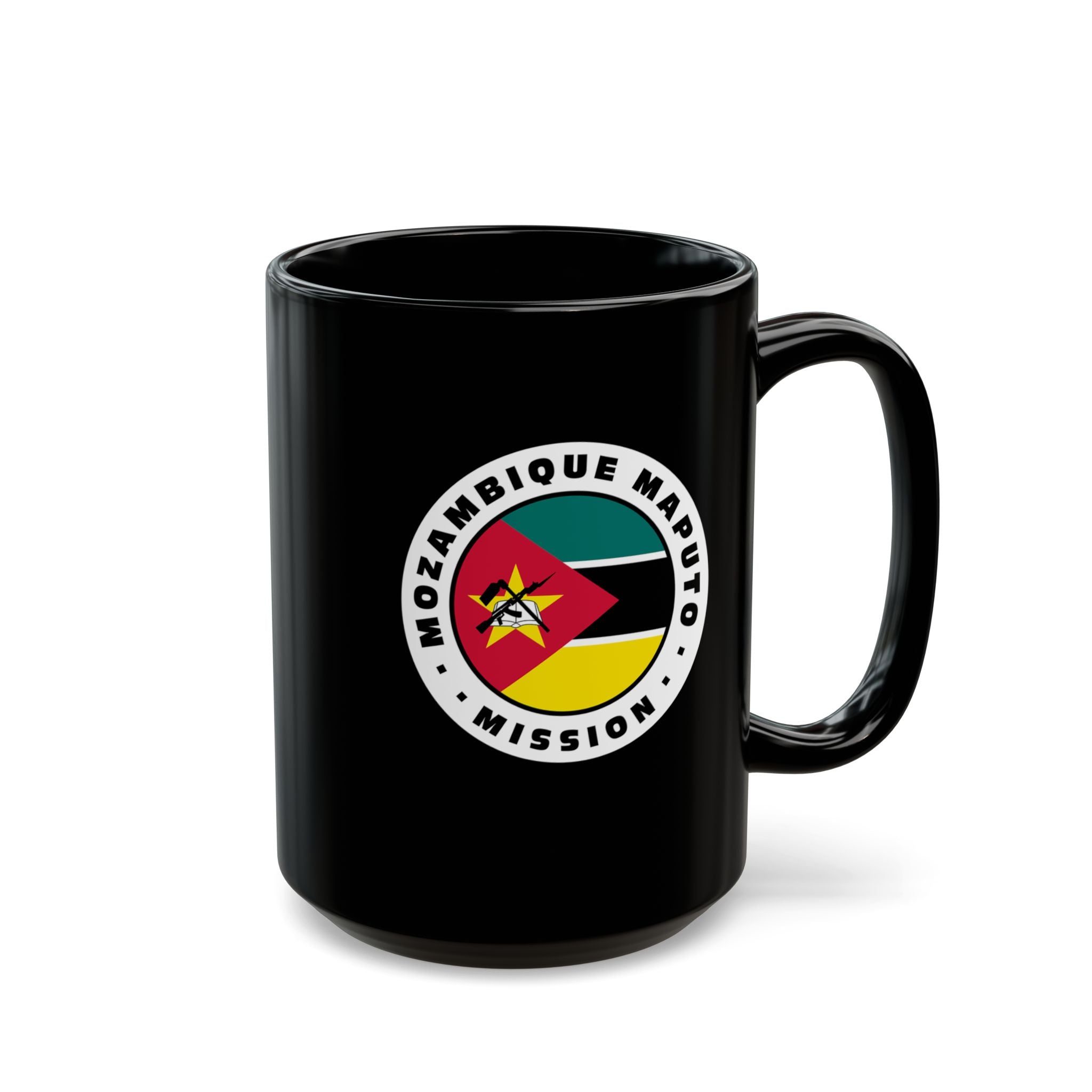 Mozambique Maputo Mission Circular Flag Black Ceramic Mug - Mission Wishlist - LDS Missionary Gift Store