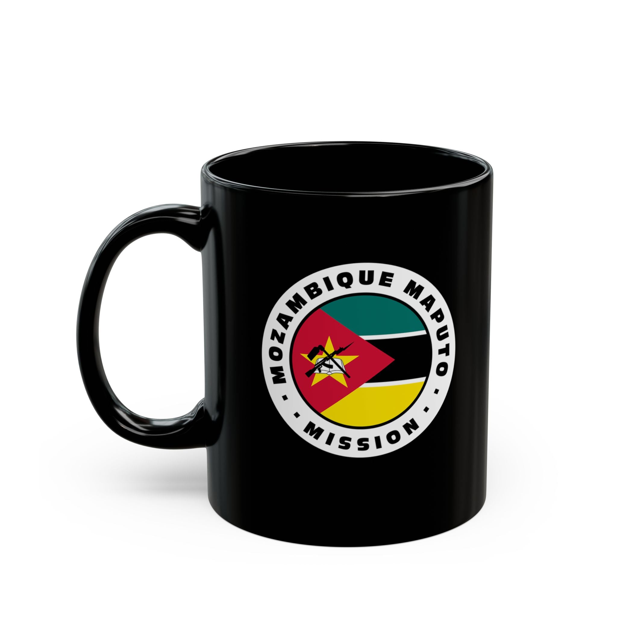 Mozambique Maputo Mission Circular Flag Black Ceramic Mug - Mission Wishlist - LDS Missionary Gift Store