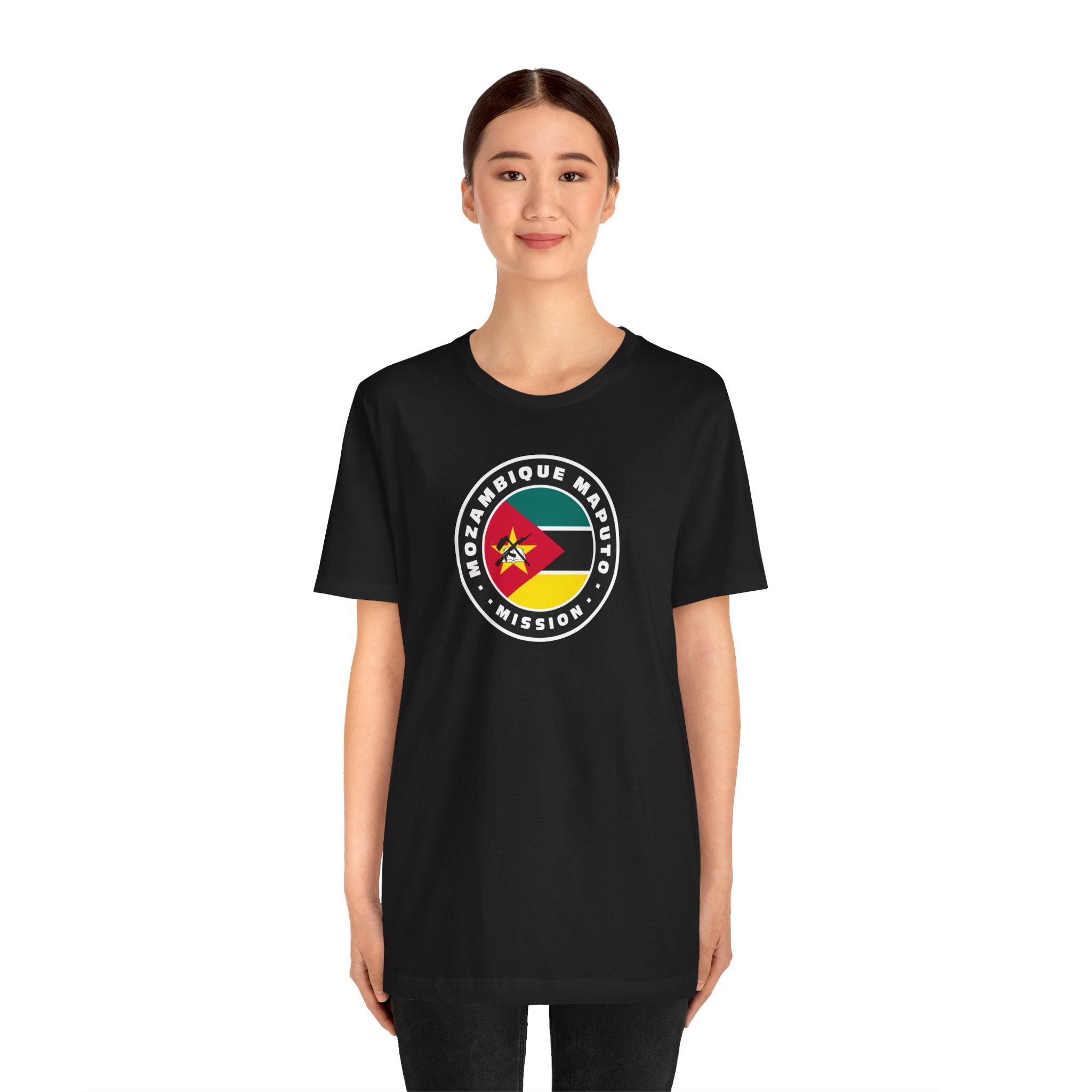Mozambique Maputo Mission Flag Logo (Black Border) T-shirt - Mission Wishlist - LDS Missionary Gift Store