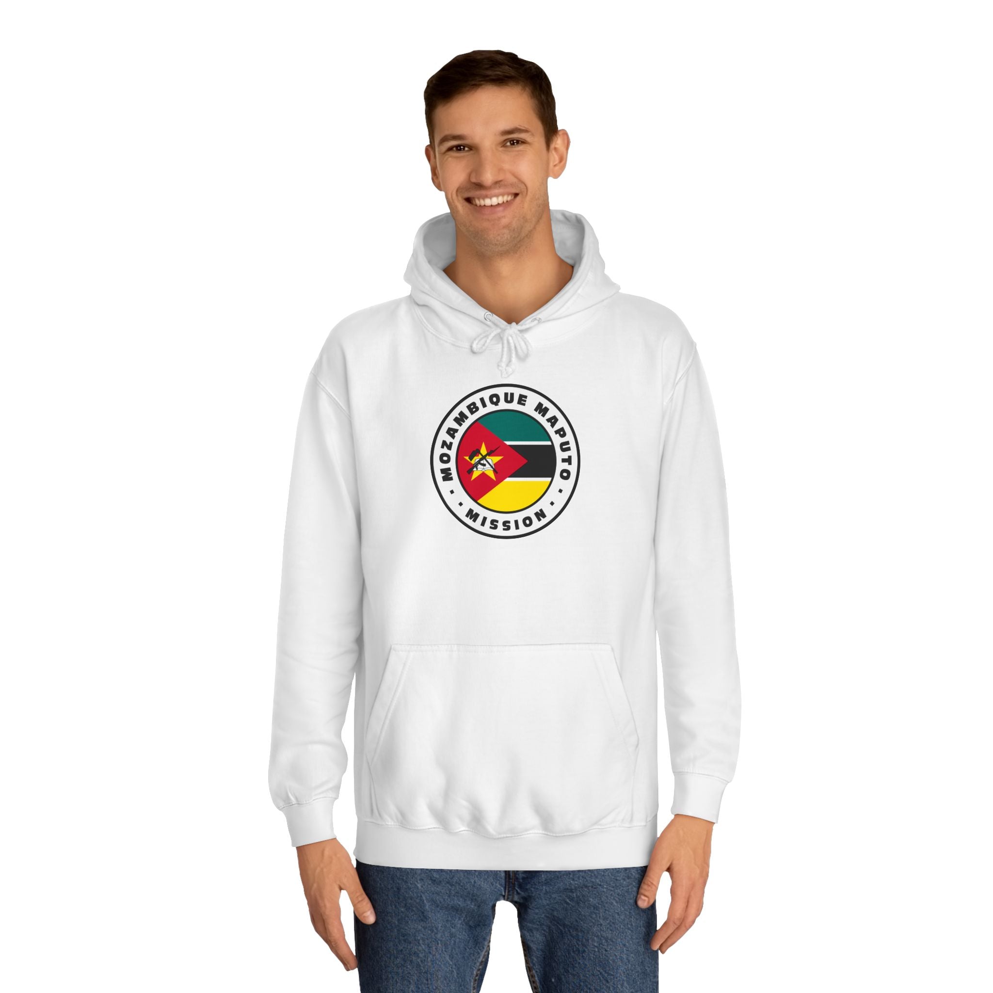 Mozambique Maputo Mission Flag Logo (White Border) College Hoodie - Mission Wishlist - LDS Missionary Gift Store