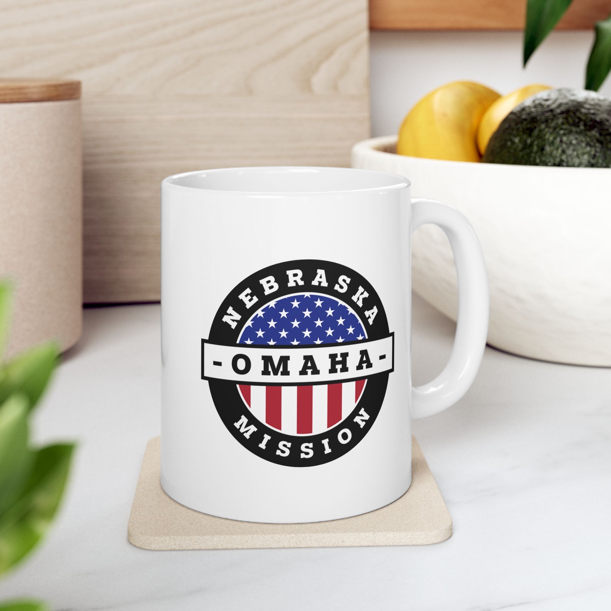 Nebraska Omaha Mission Circular Flag White Ceramic Mug - Mission Wishlist - LDS Missionary Gift Store