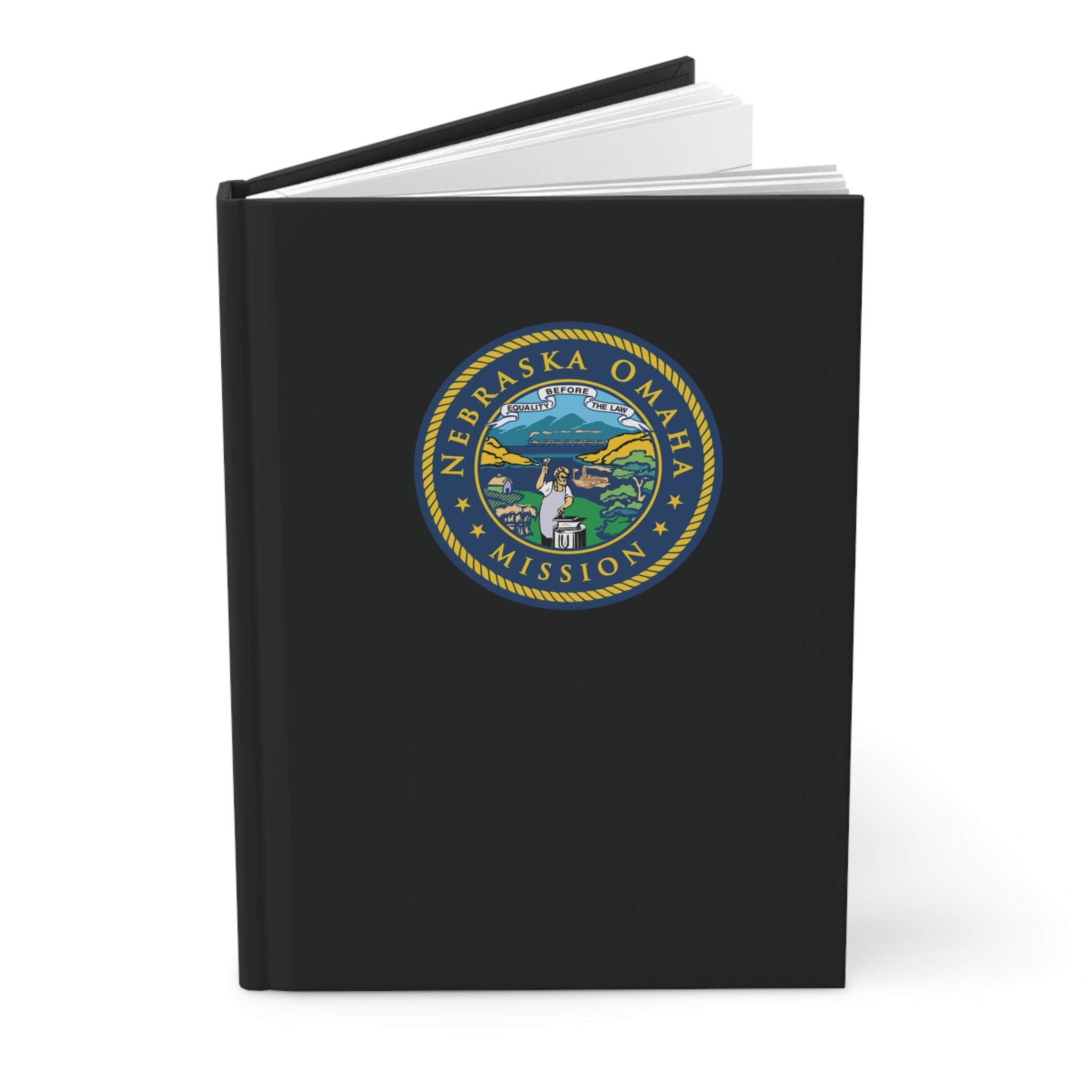 Nebraska Omaha Mission Logo Design Black Hardcover Journal Matte - Mission Wishlist - LDS Missionary Gift Store