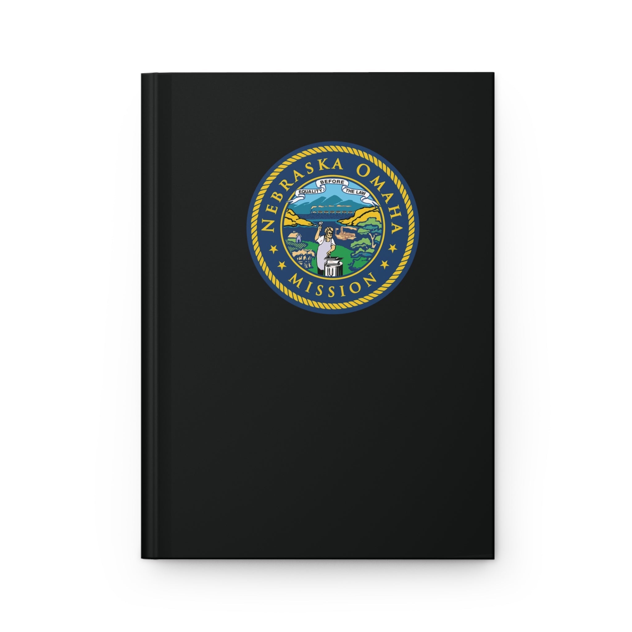 Nebraska Omaha Mission Logo Design Black Hardcover Journal Matte - Mission Wishlist - LDS Missionary Gift Store