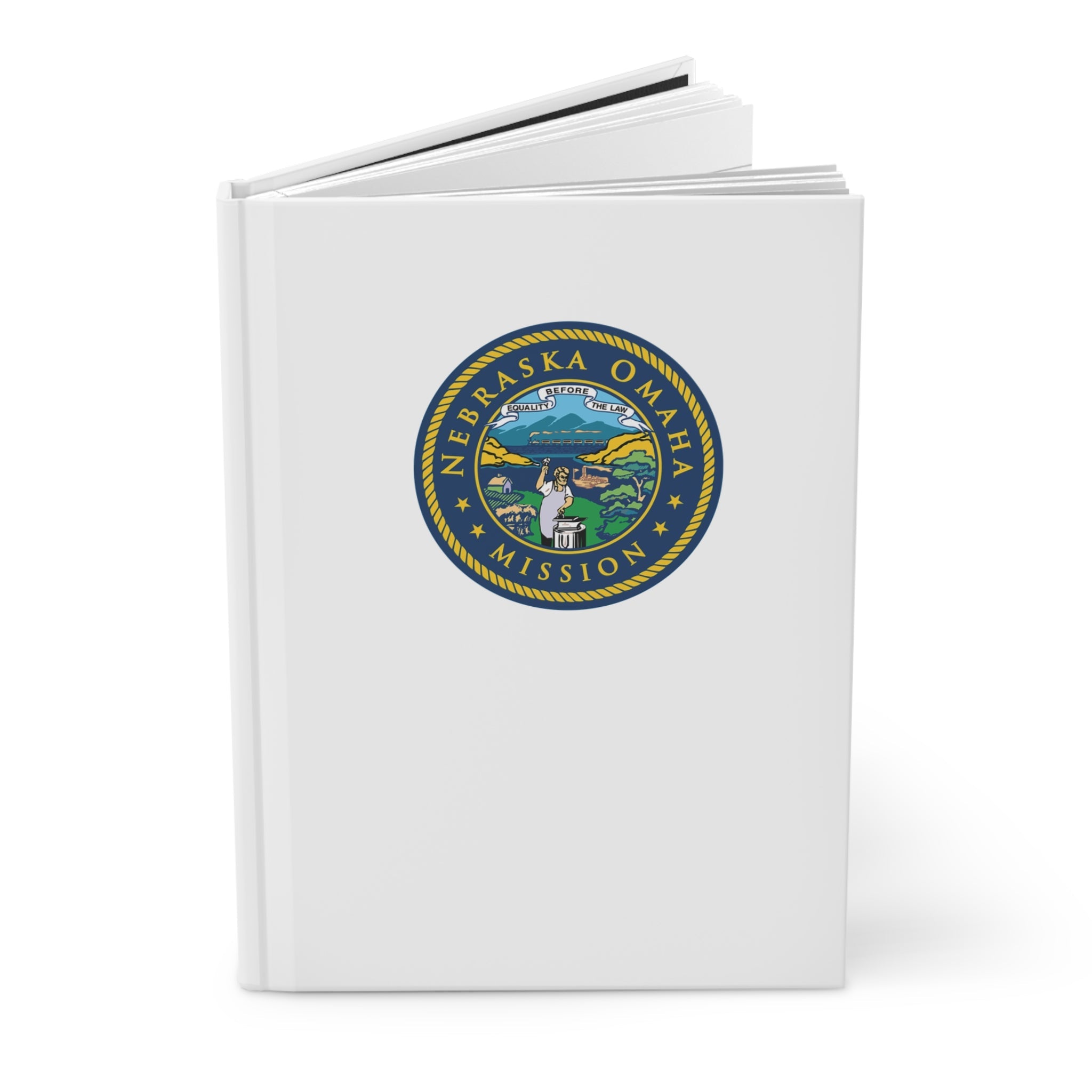 Nebraska Omaha Mission Logo Design White Hardcover Journal Matte - Mission Wishlist - LDS Missionary Gift Store