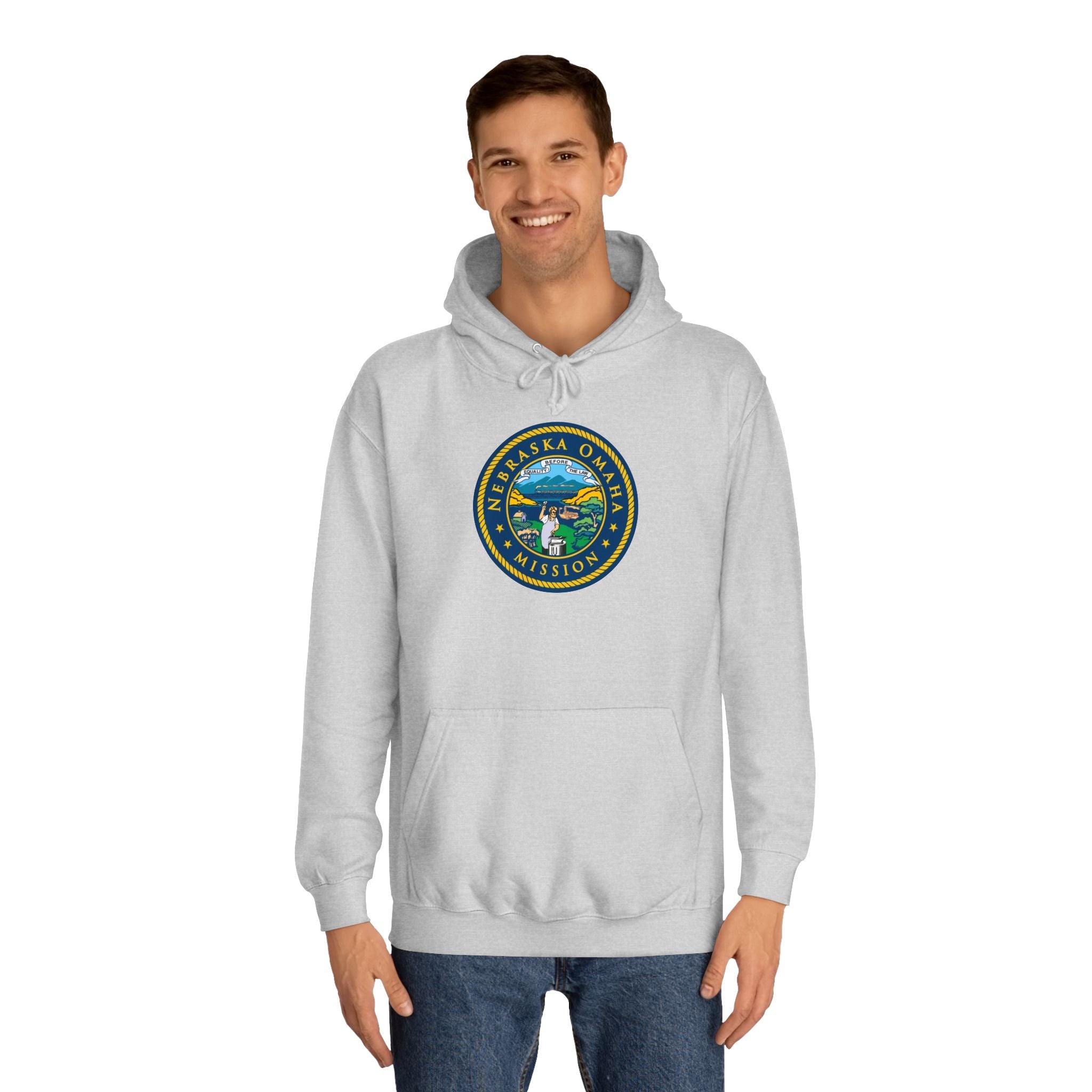 Nebraska Omaha Mission State Flag Logo (Black Border) College Hoodie - Mission Wishlist - LDS Missionary Gift Store