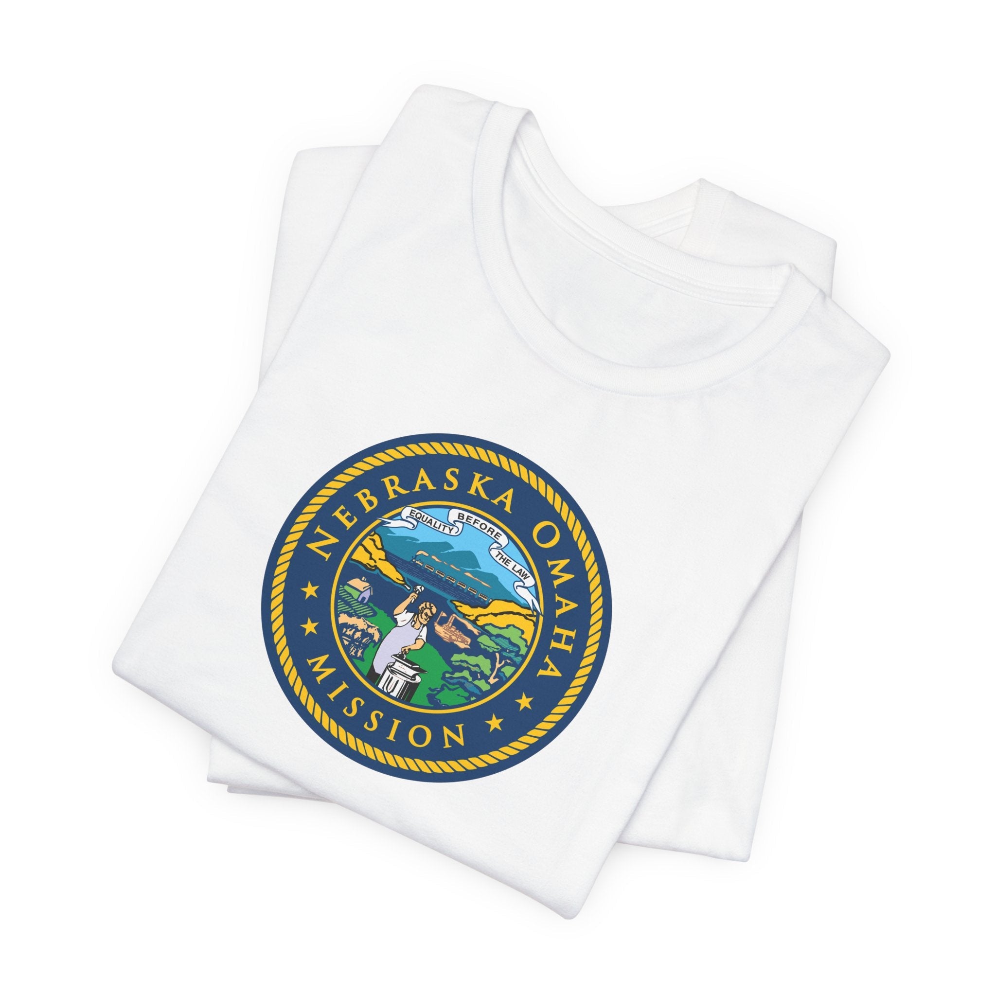 Nebraska Omaha Mission State Flag Logo (Black Border) T-shirt - Mission Wishlist - LDS Missionary Gift Store